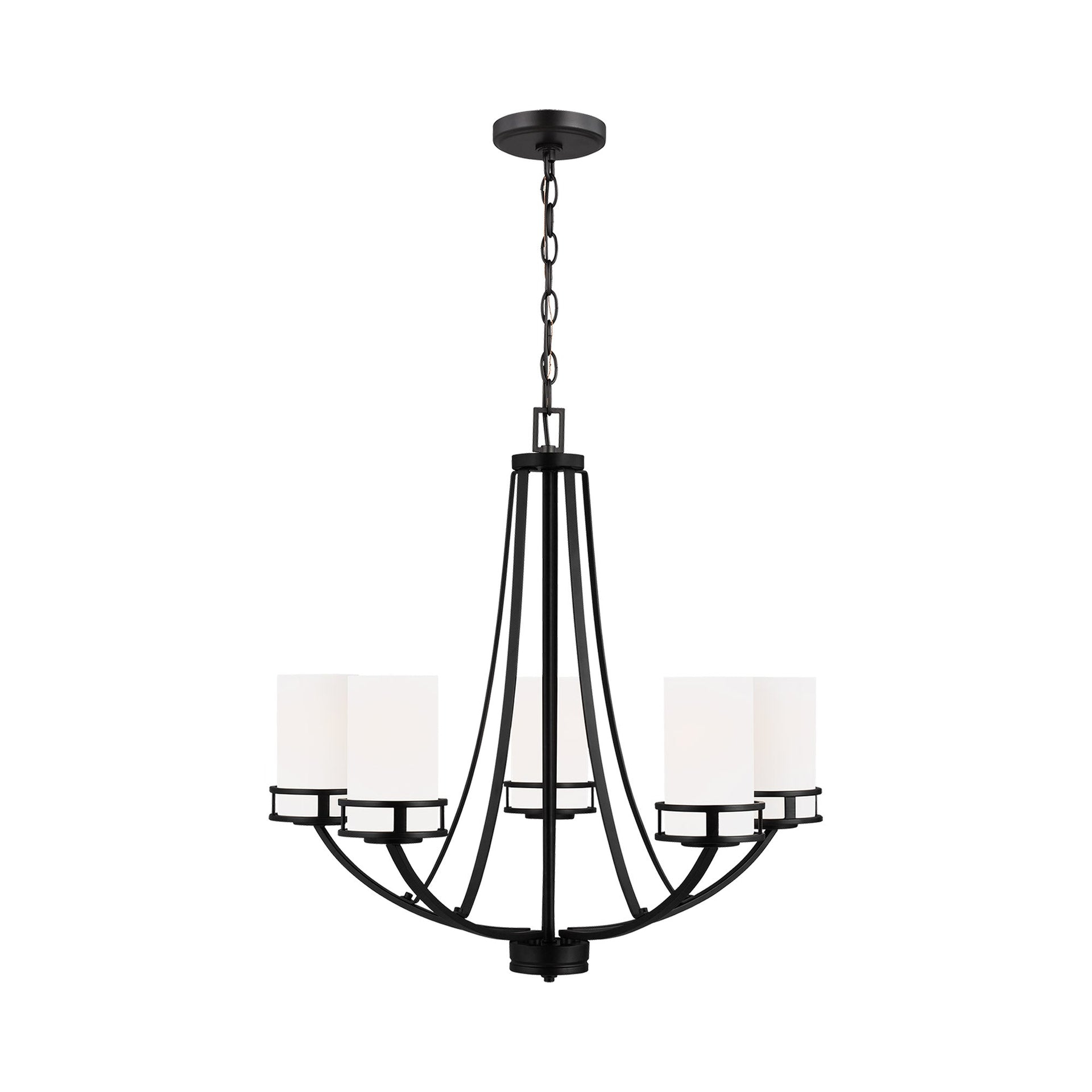 Generation Lighting 5-Light Robie Chandelier Midnight Black 3121605-112, Modern Ceiling Light Fixture for Room Decor| Chandelier for Dining Room or Living Room Uses A19 Standard or LED Light Bulbs