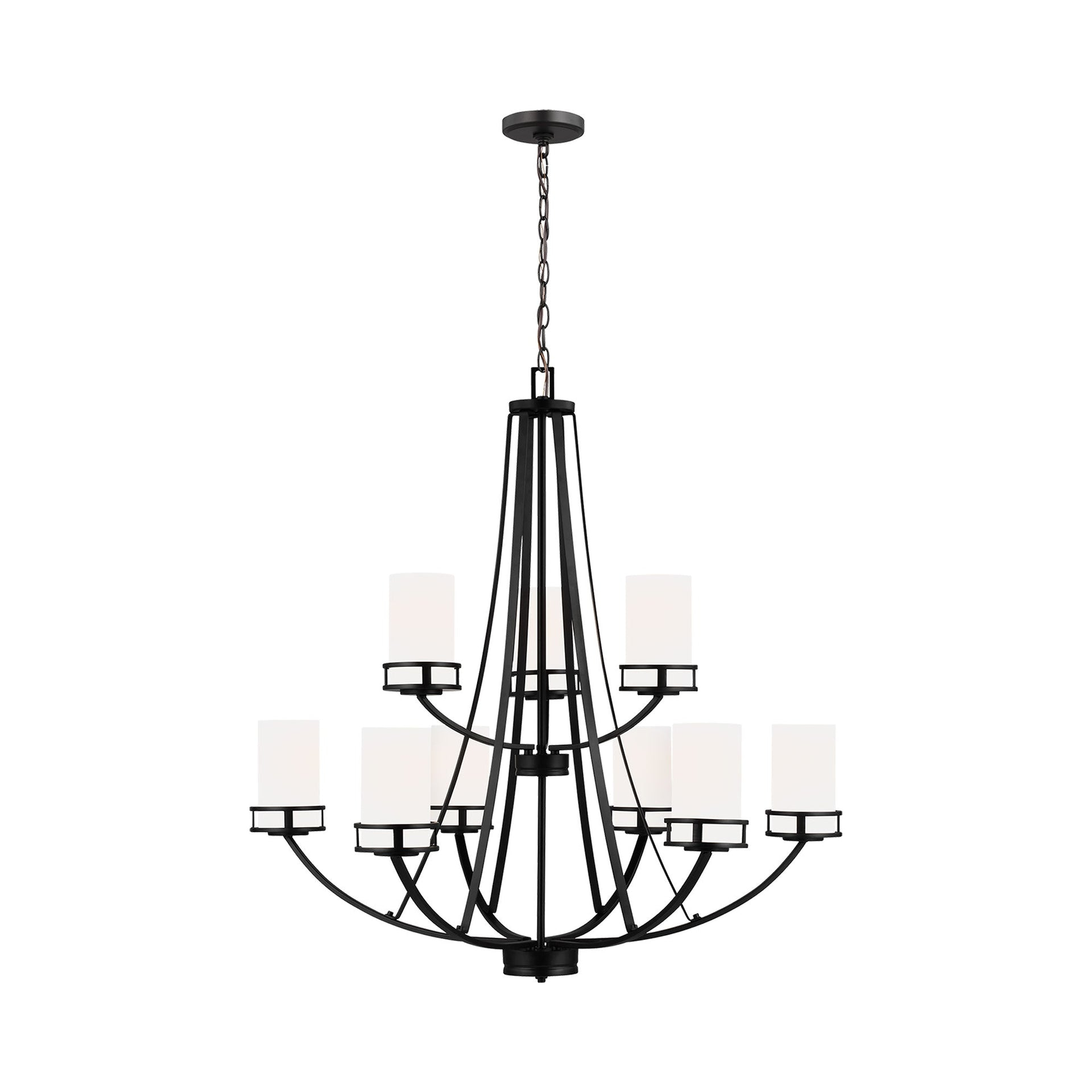 Robie Midnight Black 9-Light Etched Glass Chandelier