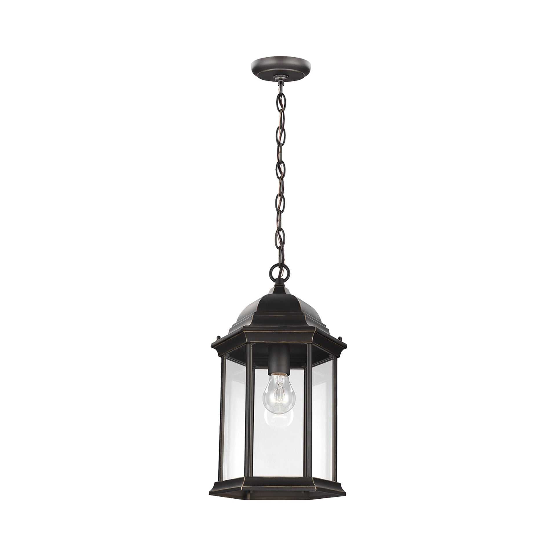 Antique Bronze Classic Lantern Outdoor Pendant with Clear Glass