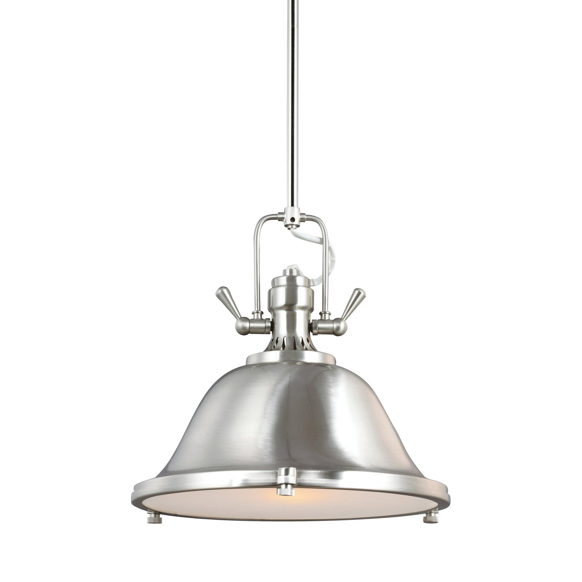 Brushed Nickel Contemporary 2-Light Pendant with Satin Etched Glass