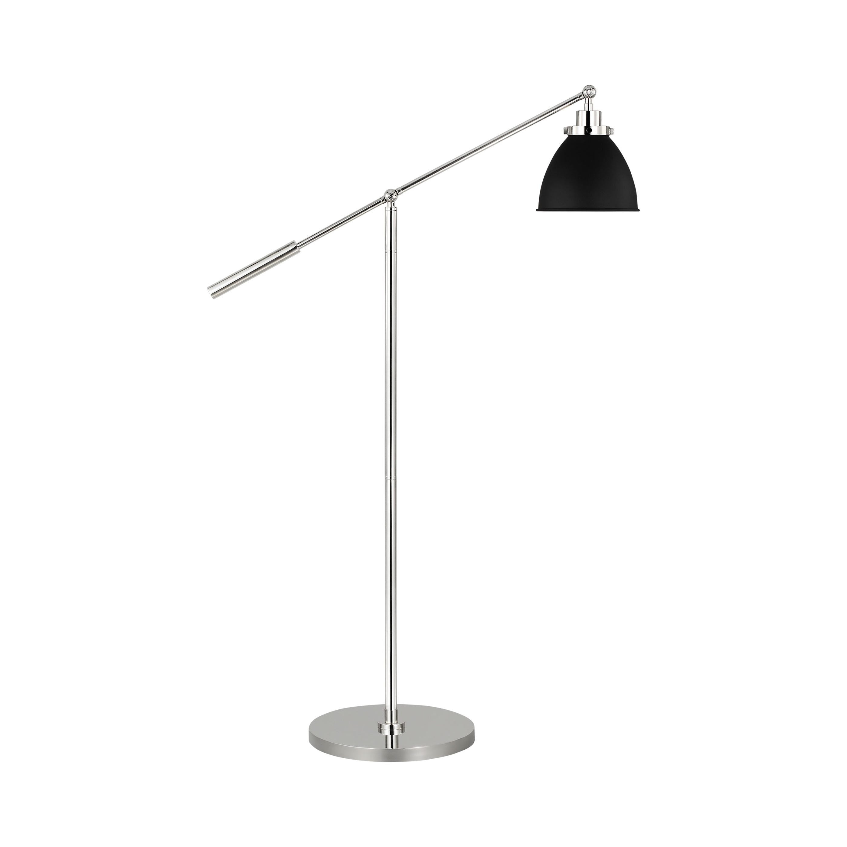 Wellfleet Adjustable Dome Floor Lamp Set in Matte White and Polished Nickel