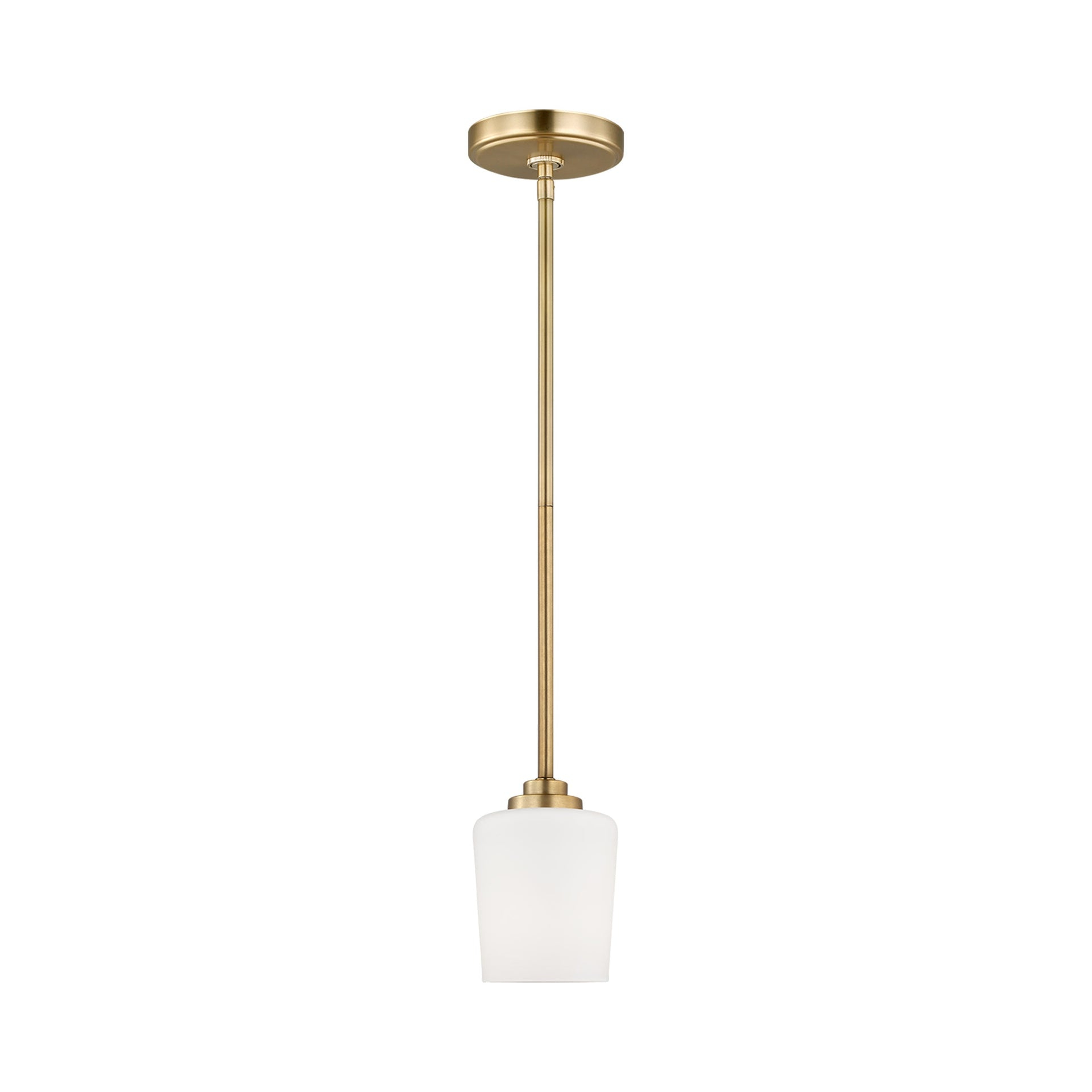 Satin Brass Windom Mini-Pendant with Etched White Glass