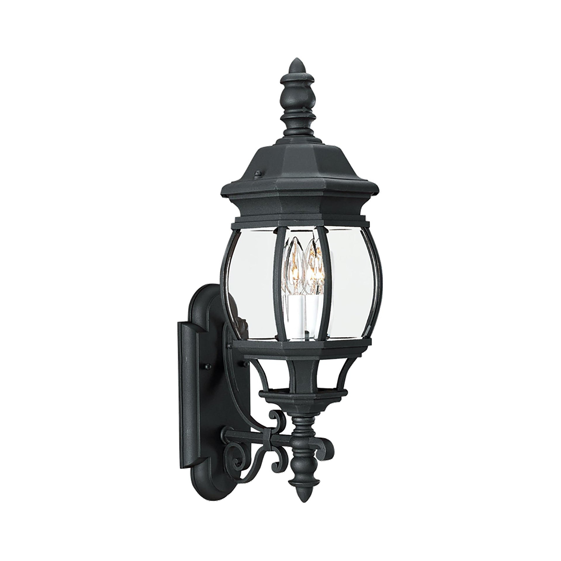 Black 24-Inch Outdoor Wall Lantern with Clear Glass