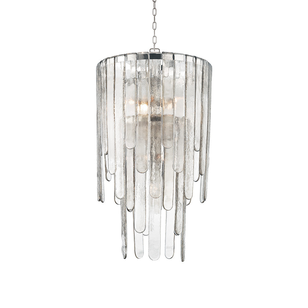 Elegant Polished Nickel 9-Light Island Chandelier with Champagne Glass Shades