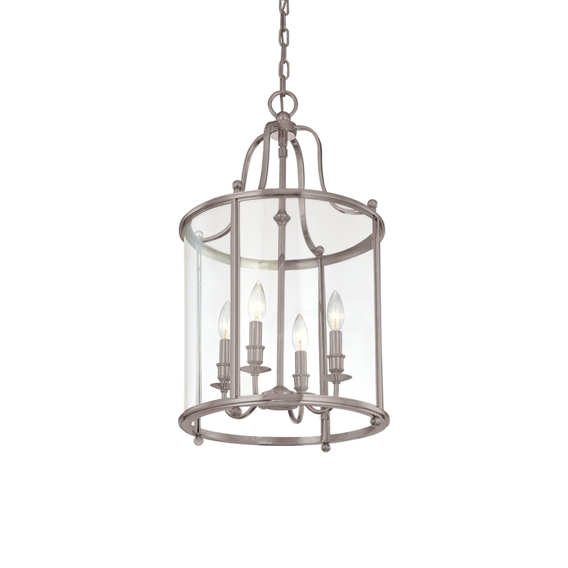 Antique Nickel 4-Light LED Glass Pendant with Clear Shade