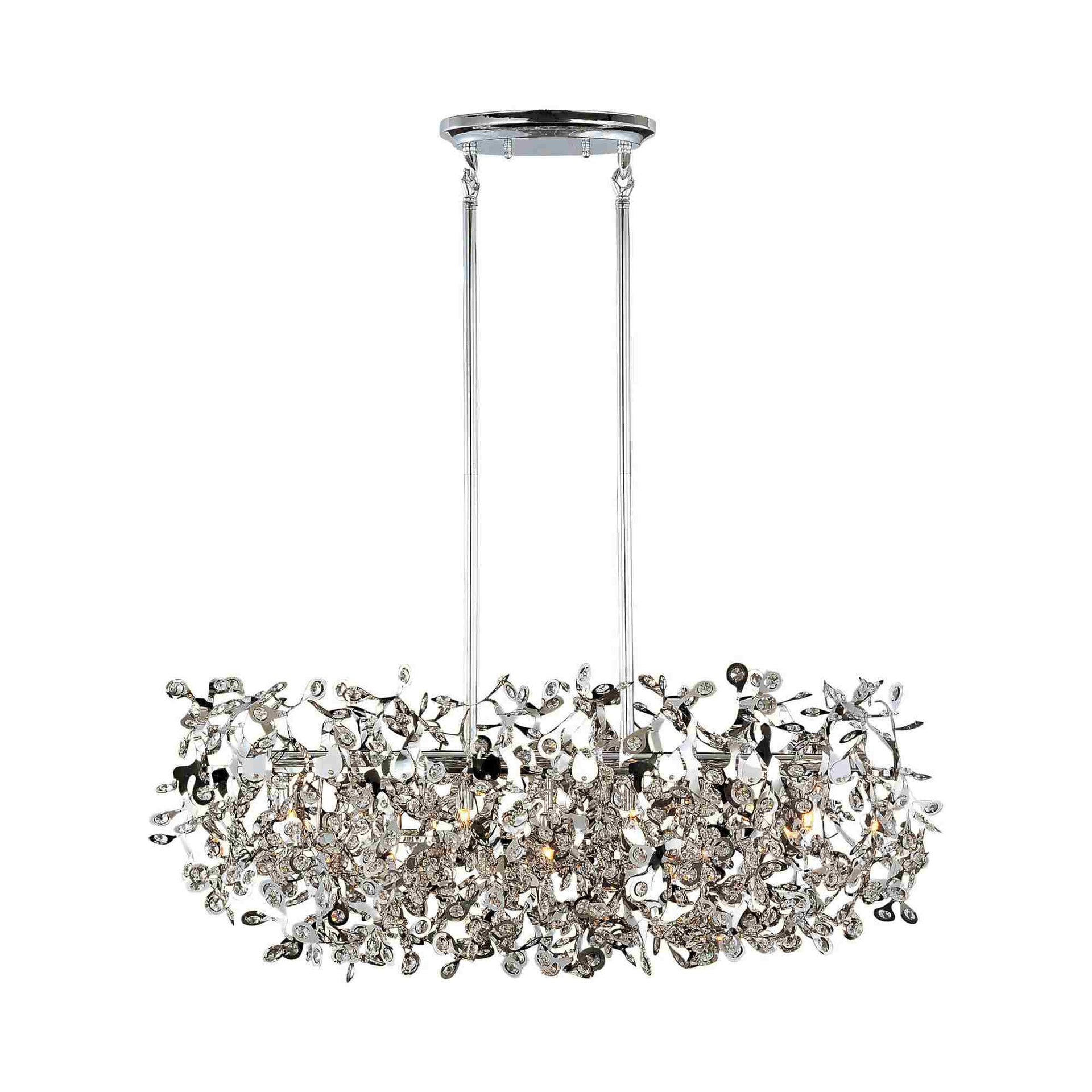 Comet Burst 7-Light Chrome & Crystal Beaded Island Pendant