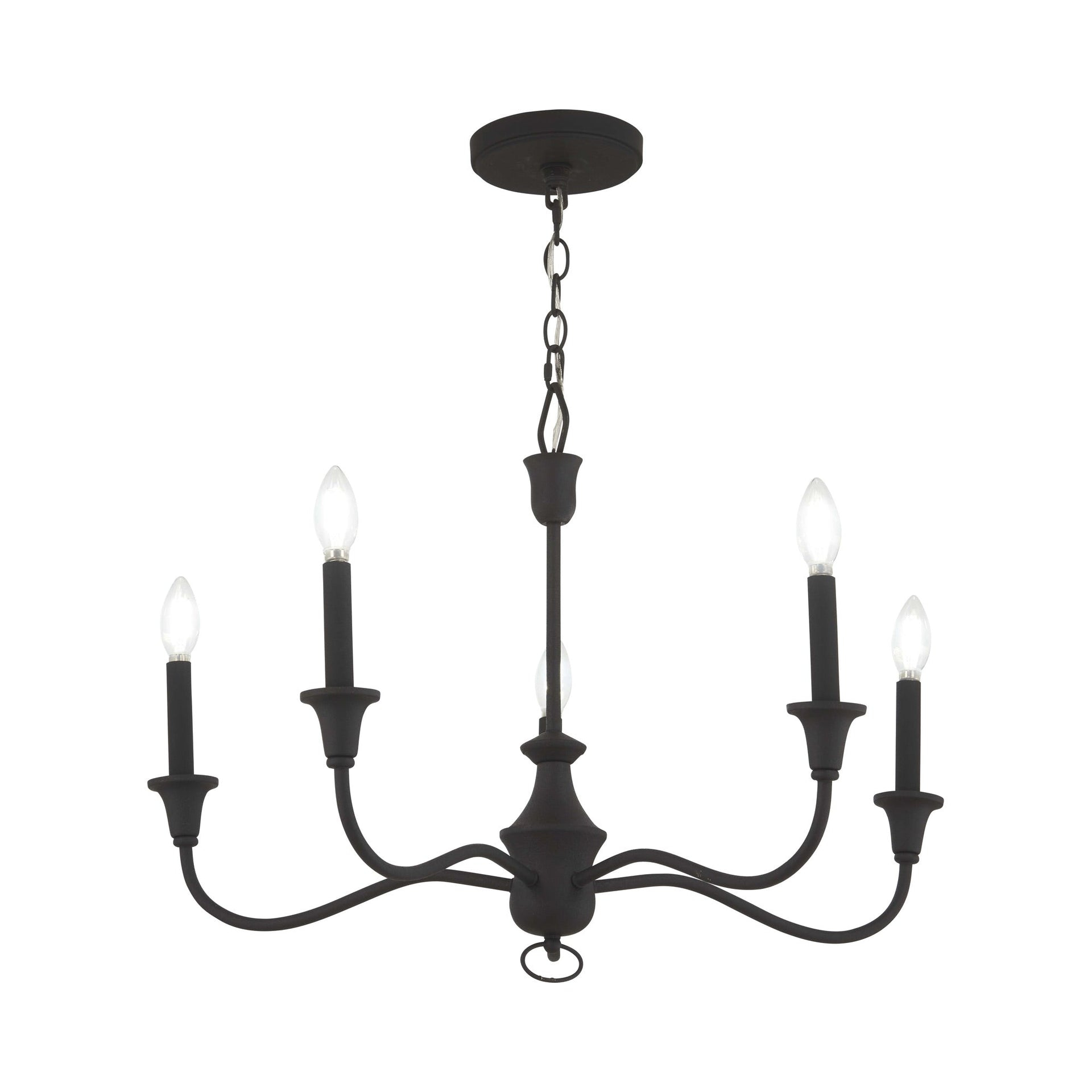 Halifax Textured Black 5-Light Candelabra Chandelier