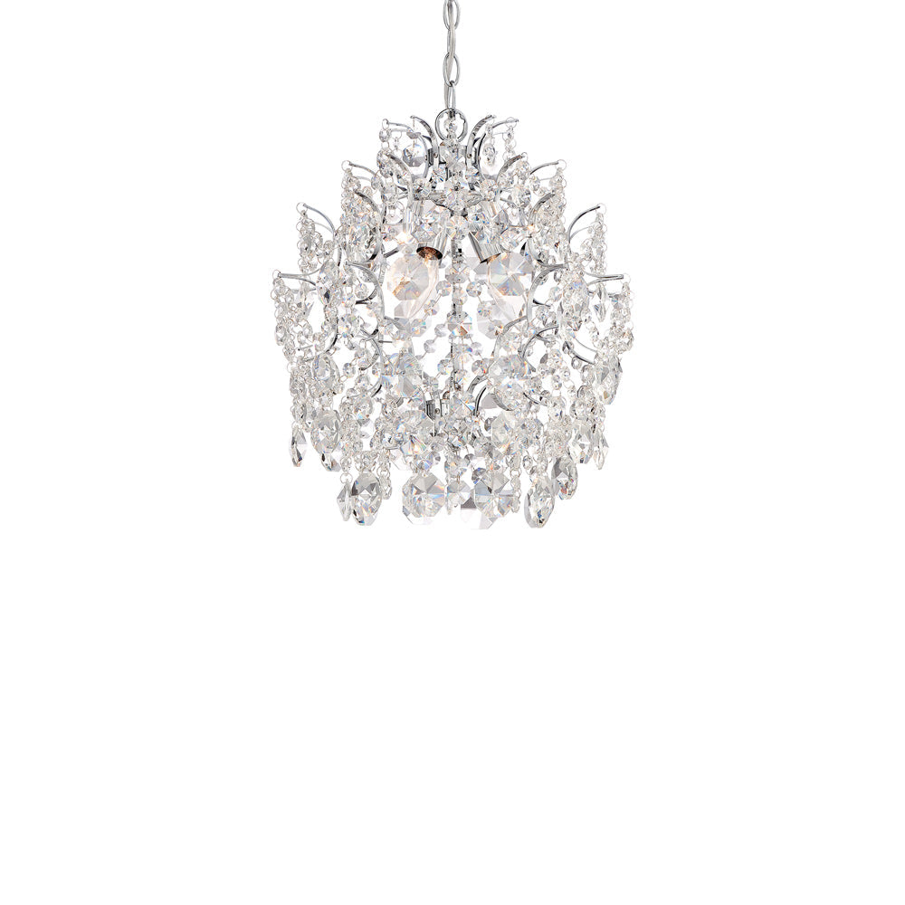 Elegant Chrome Mini Chandelier with Crystal Accents, 3-Light