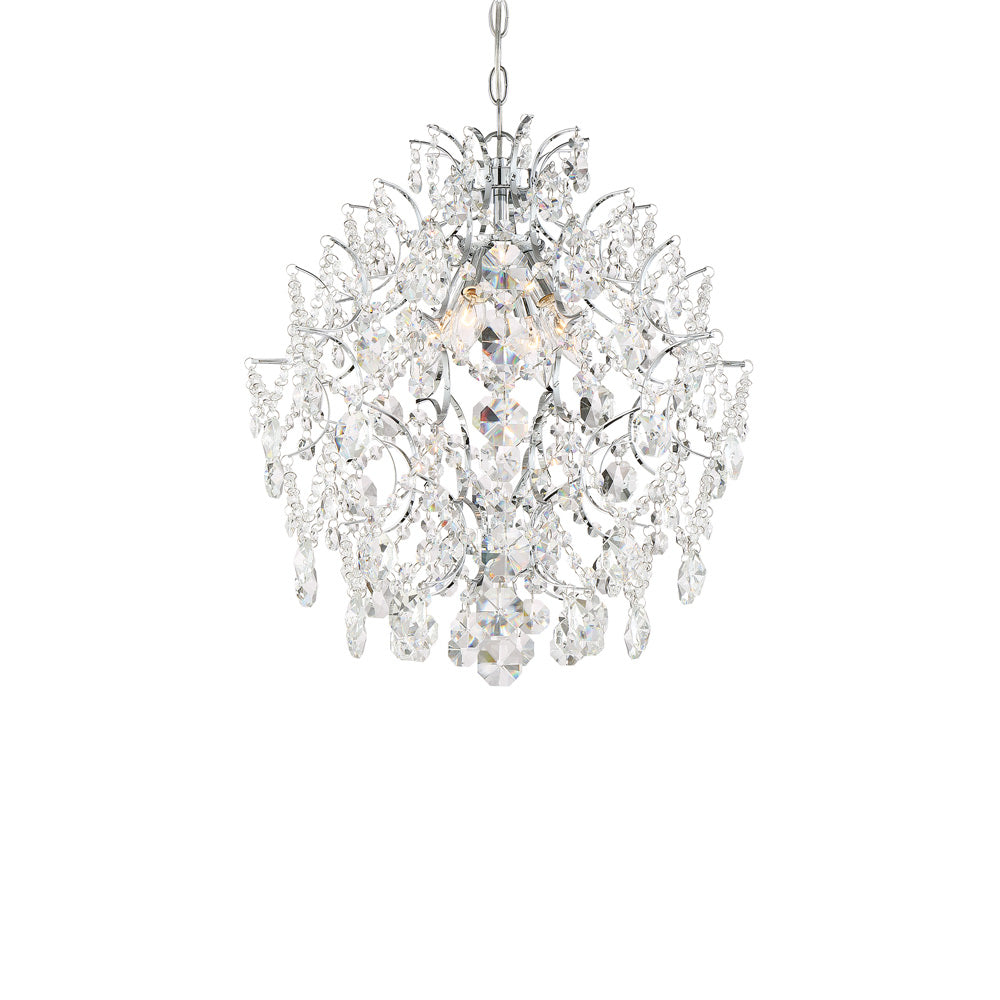 Isabella's Crown Mini Chandelier 4 Light Chrome Crystal In Traditional Style 20.75 Inches Tall By 18 Inches Wide     -Traditional Installation Minka