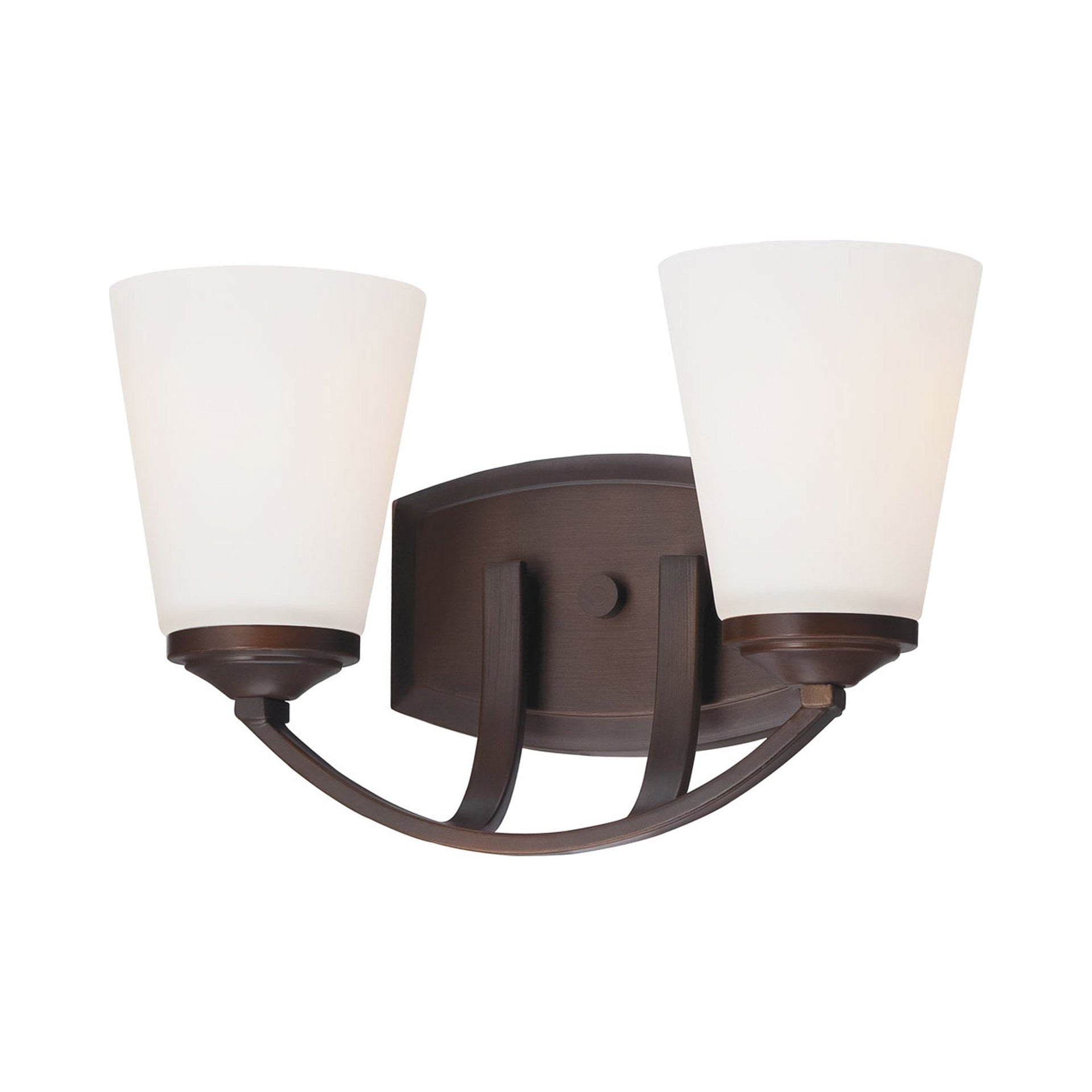 Vintage Bronze 2-Light Vanity with Etched White Glass