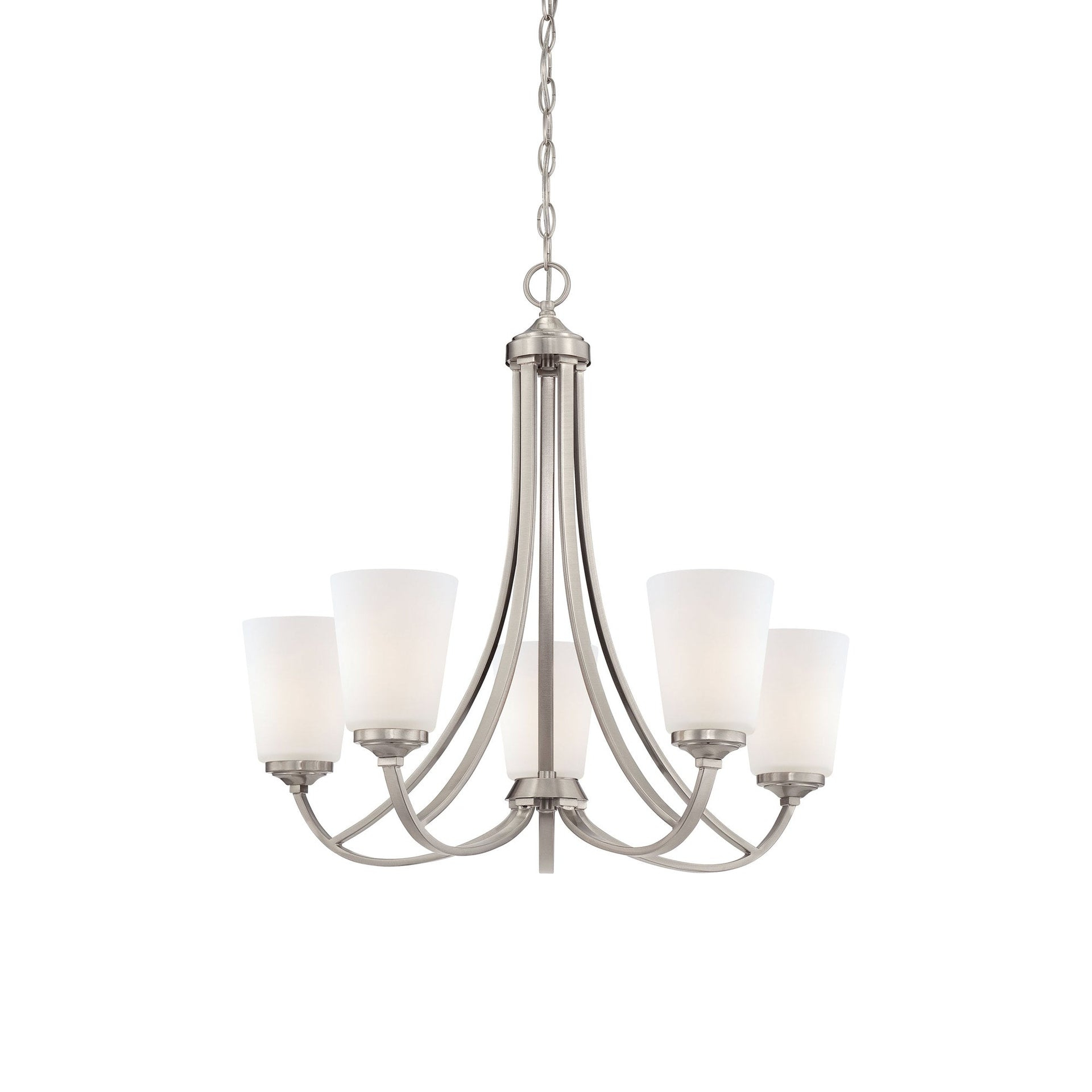 Minka Lavery Chandelier Lighting 4965-84, Overland Park Glass 1 Tier with Shades, 5 Light, Nickel