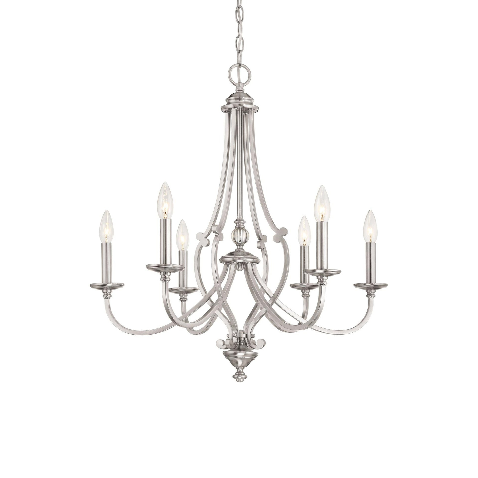 Minka Lavery Brushed Nickel Chandelier 26" Wide French 6-Light Fixture for Dining Room House Foyer Kitchen Entryway Bedroom Home