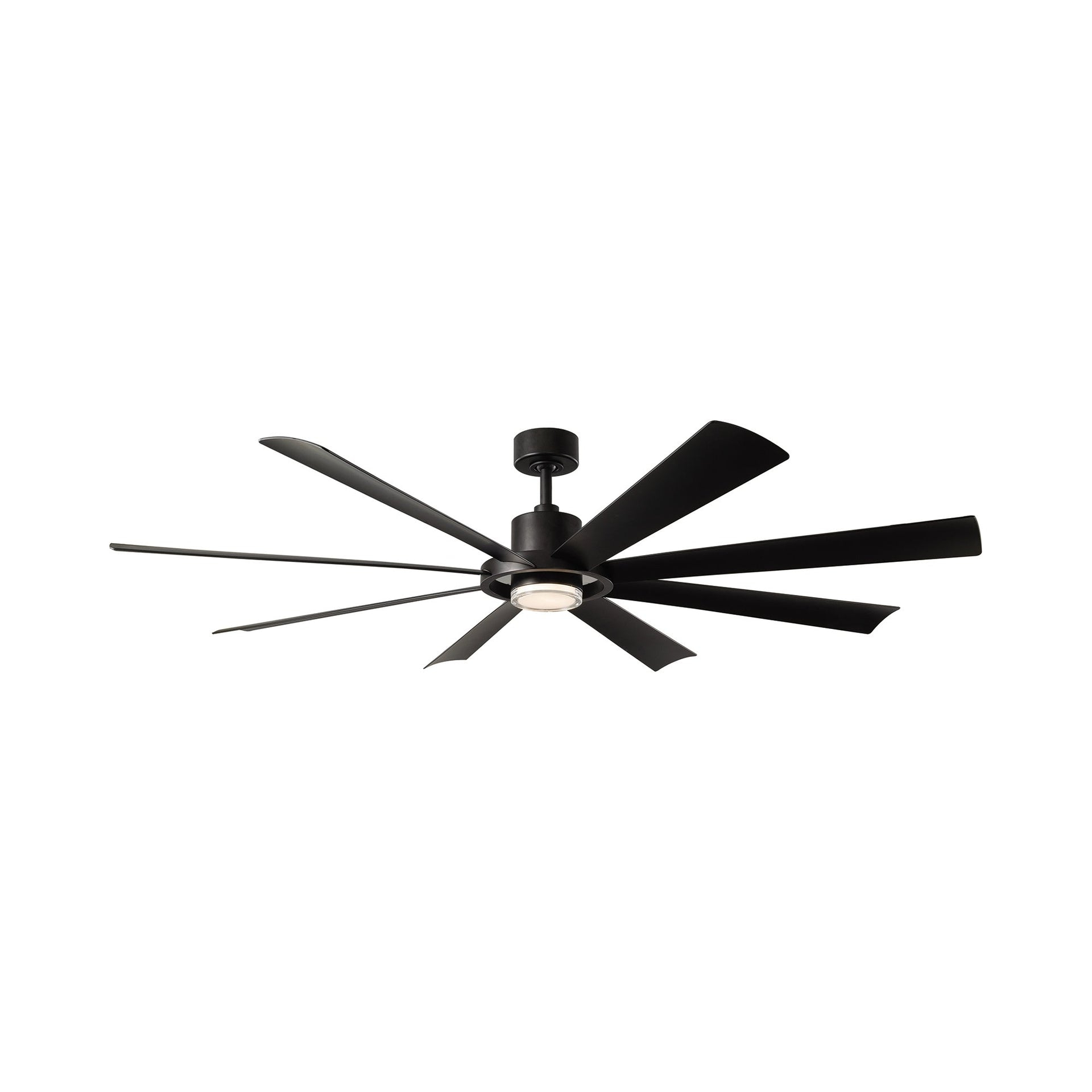 Aura 72" Matte Black Smart Ceiling Fan with Frosted Acrylic Diffuser