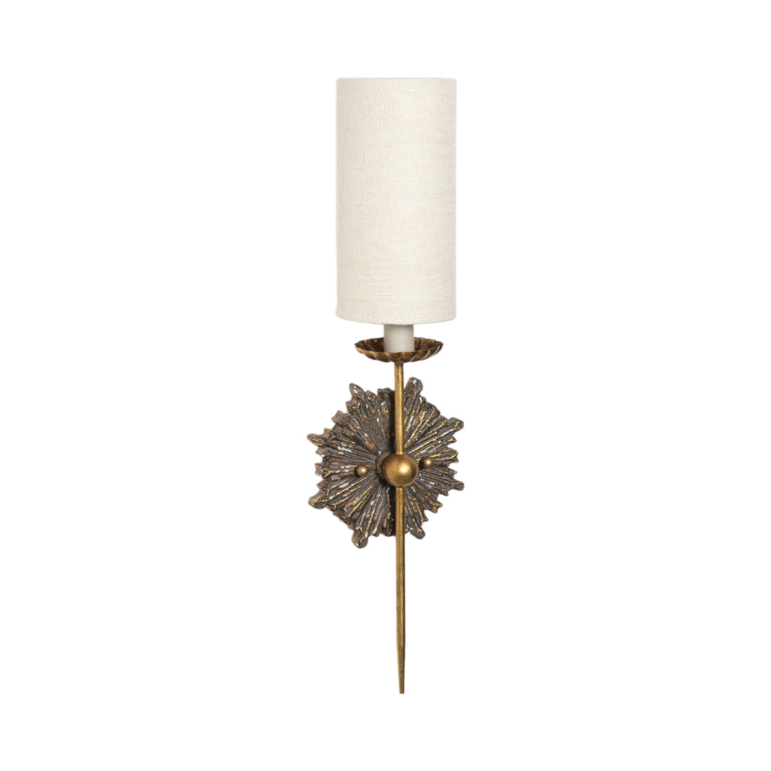 Antique Gold Linen Shade Wall Sconce with Brass Hardware