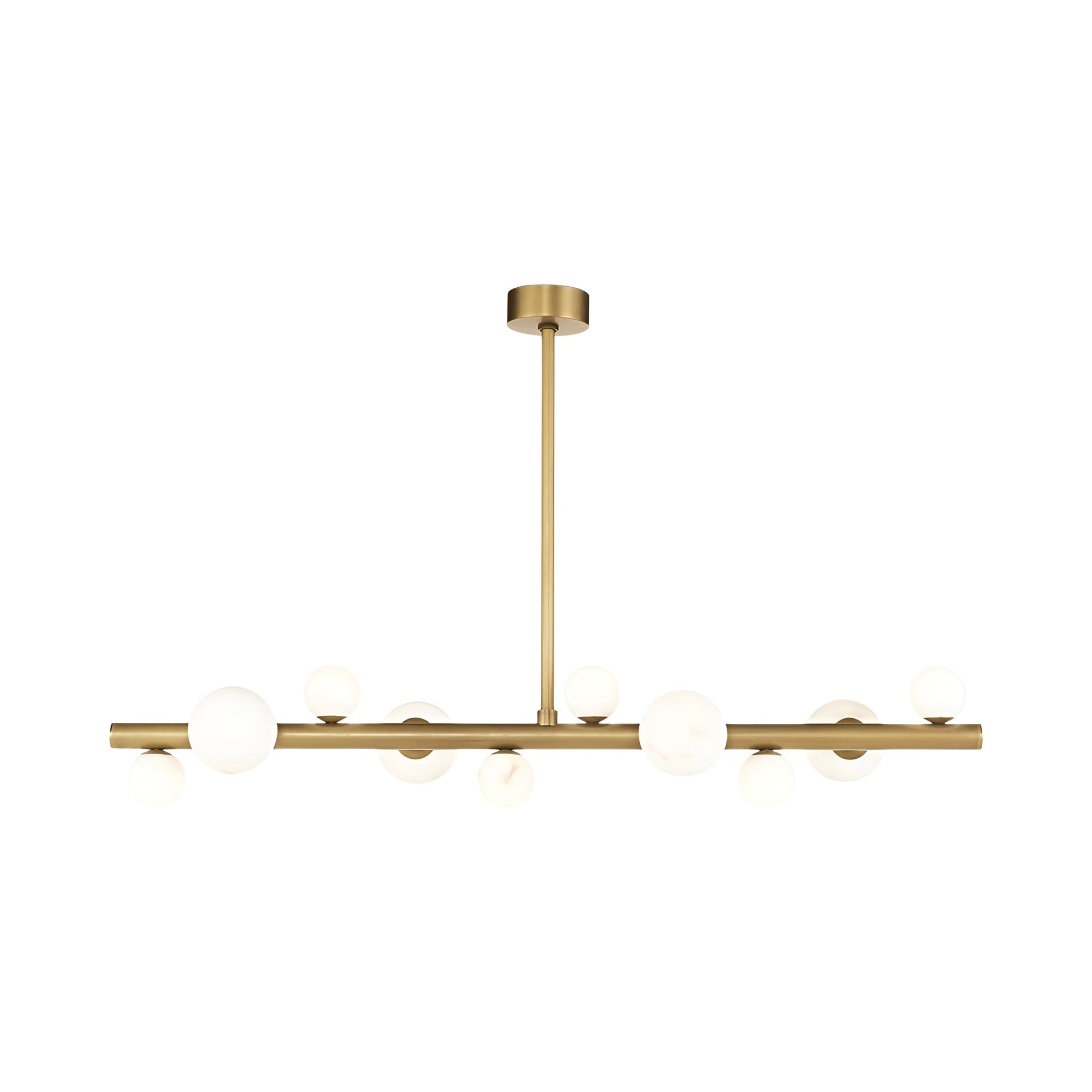 Elegant Alabaster & Brass 10-Light Sculptural Chandelier