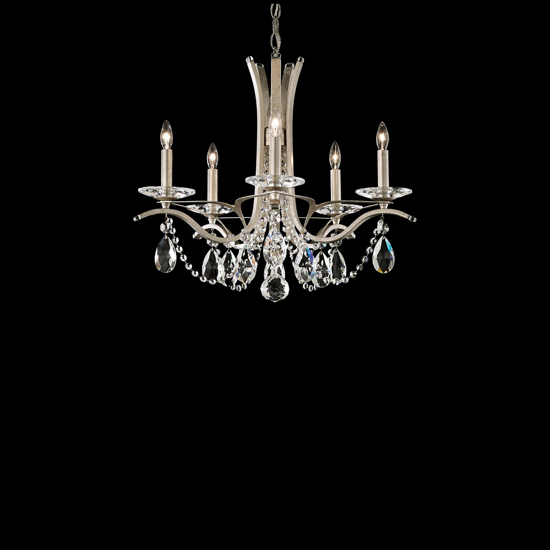 Antique Silver Heritage Crystal 5-Light Chandelier