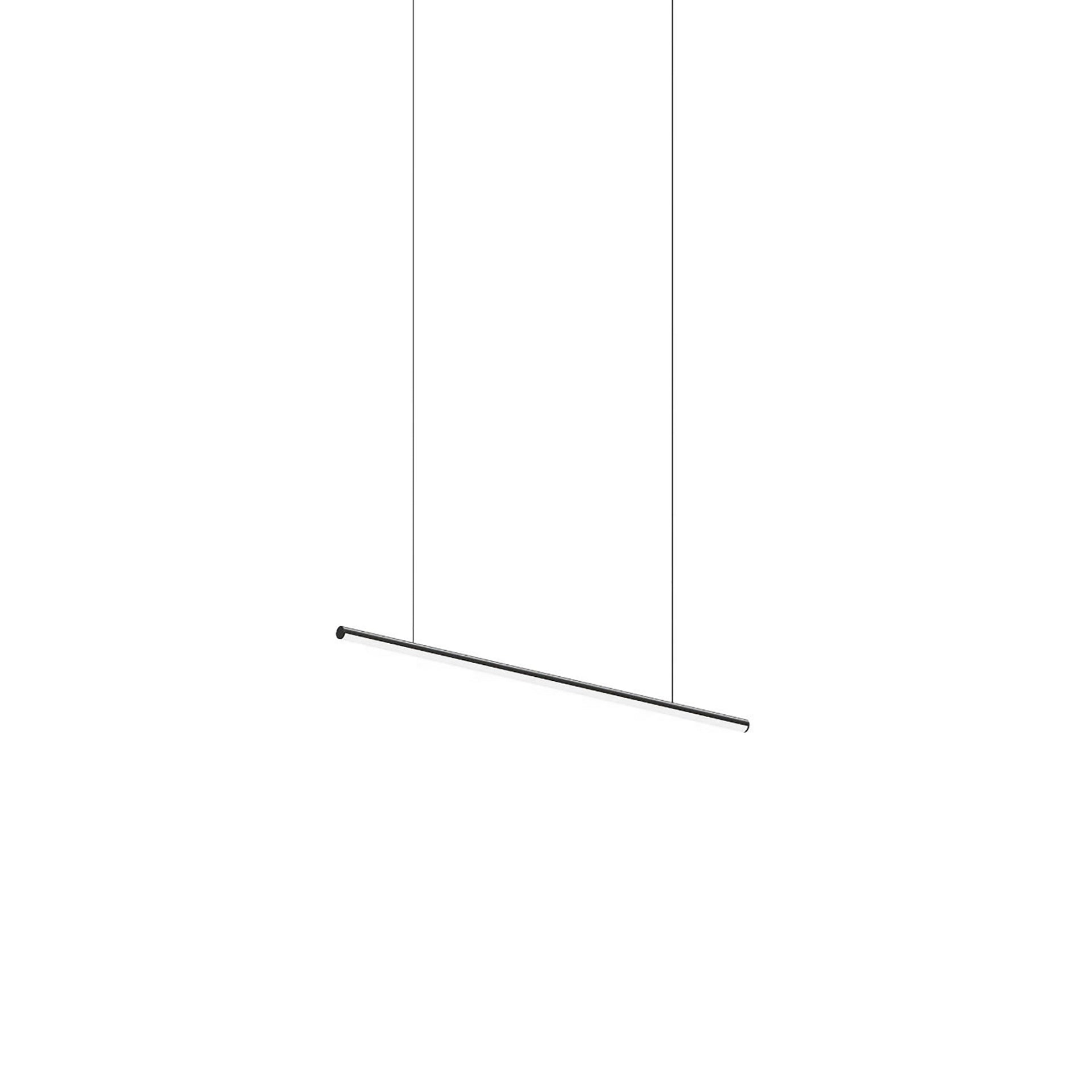 Sleek Satin Black and Chrome LED Pendant Light, 36"
