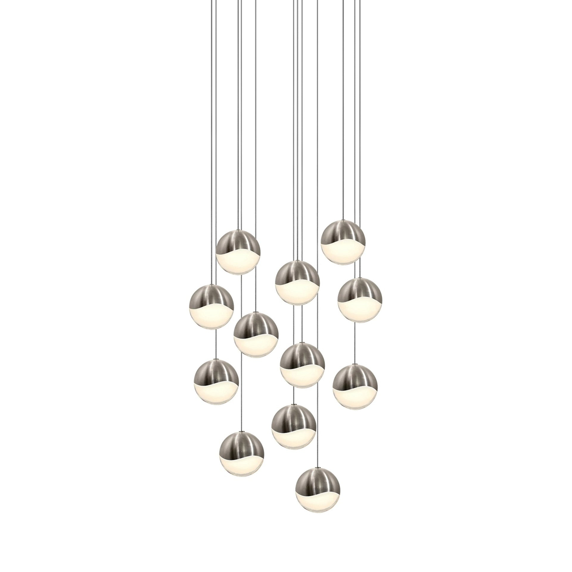 Satin Nickel Crystal Globe LED Pendant Light