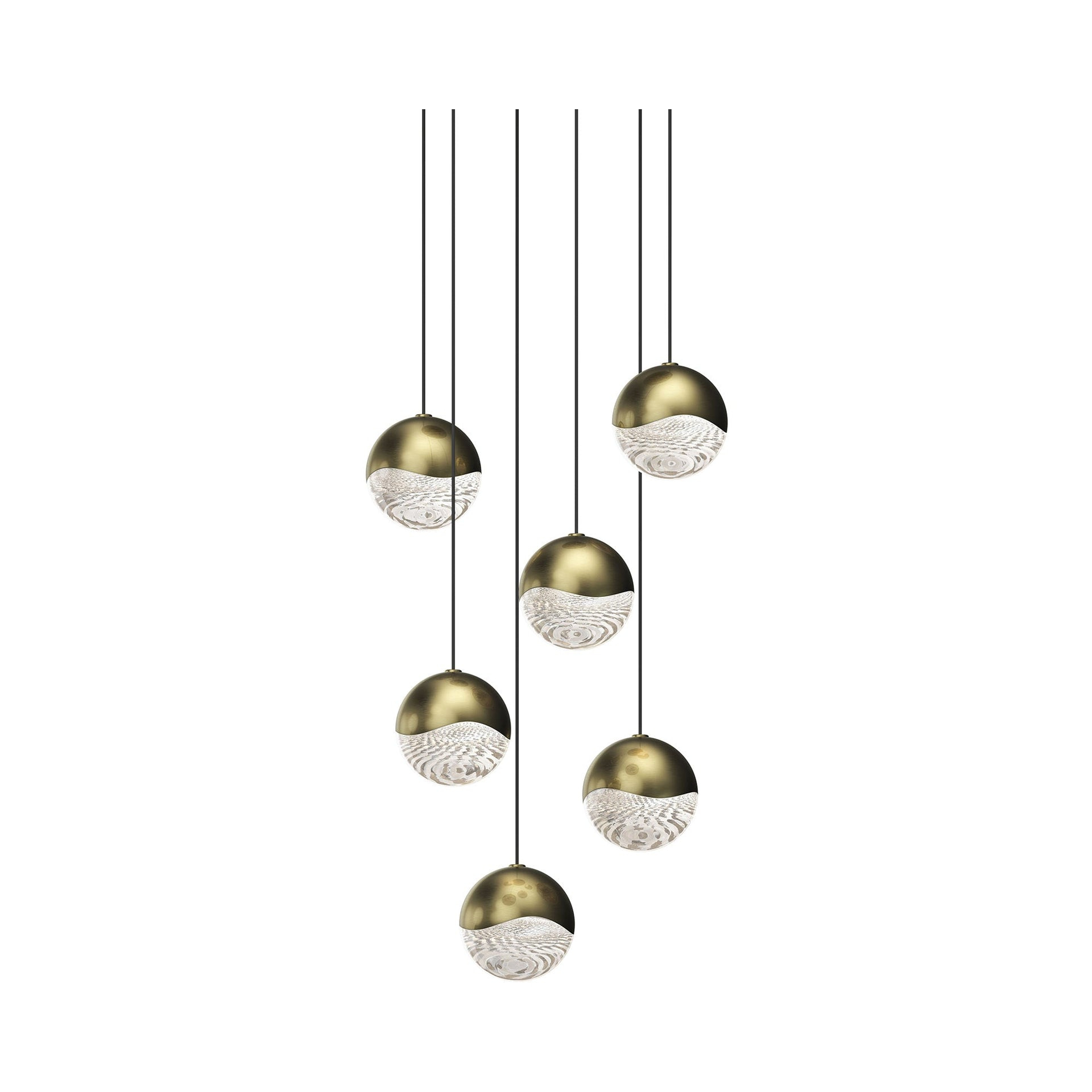 Sonneman 2915-Med Grapes 6 Light 12" Wide Led Suspension Multi Light Pendant - Brass