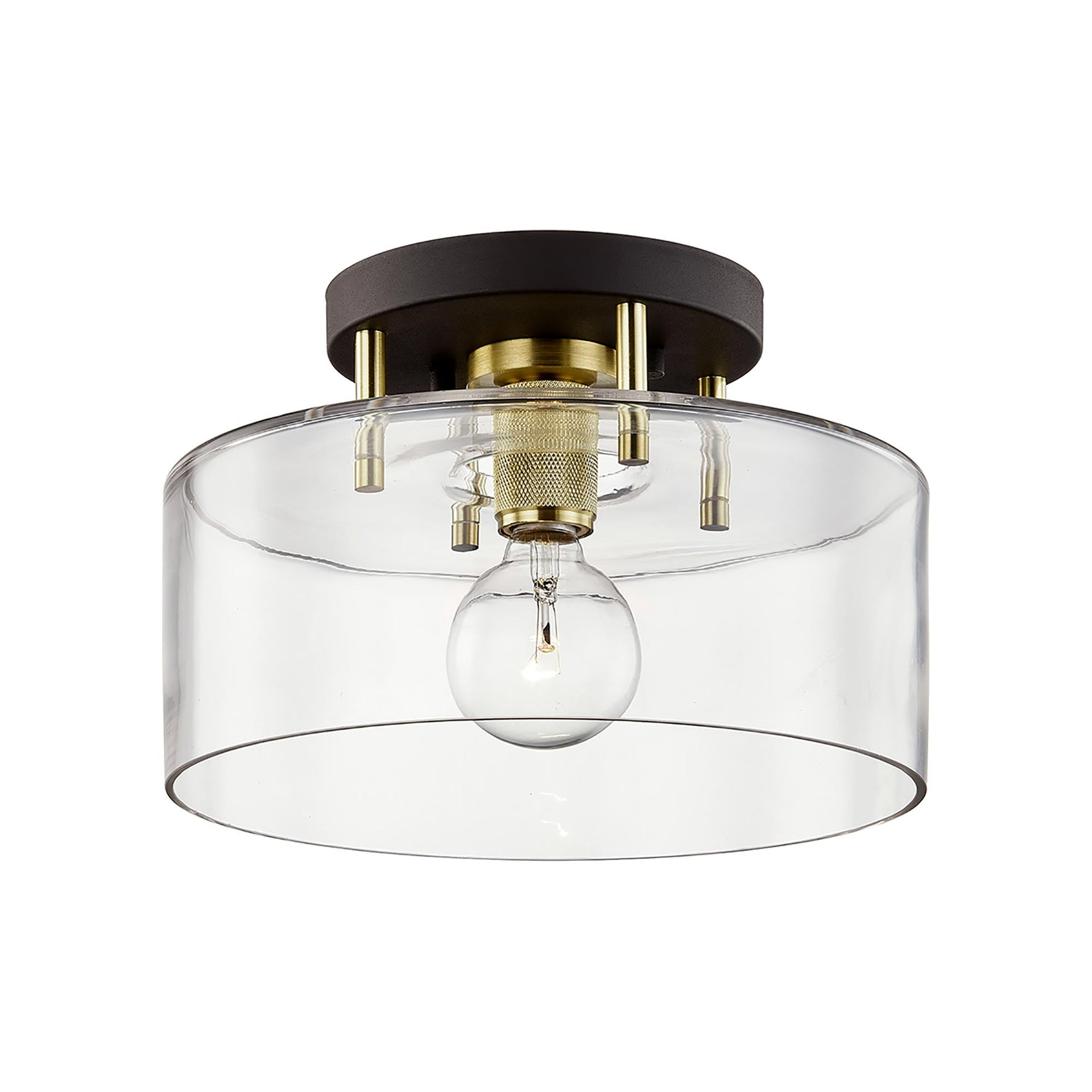 Troy Lighting Bergamot Station 1 - Light Semi-Flush Mount in  Bronze/Brass Clear Shade