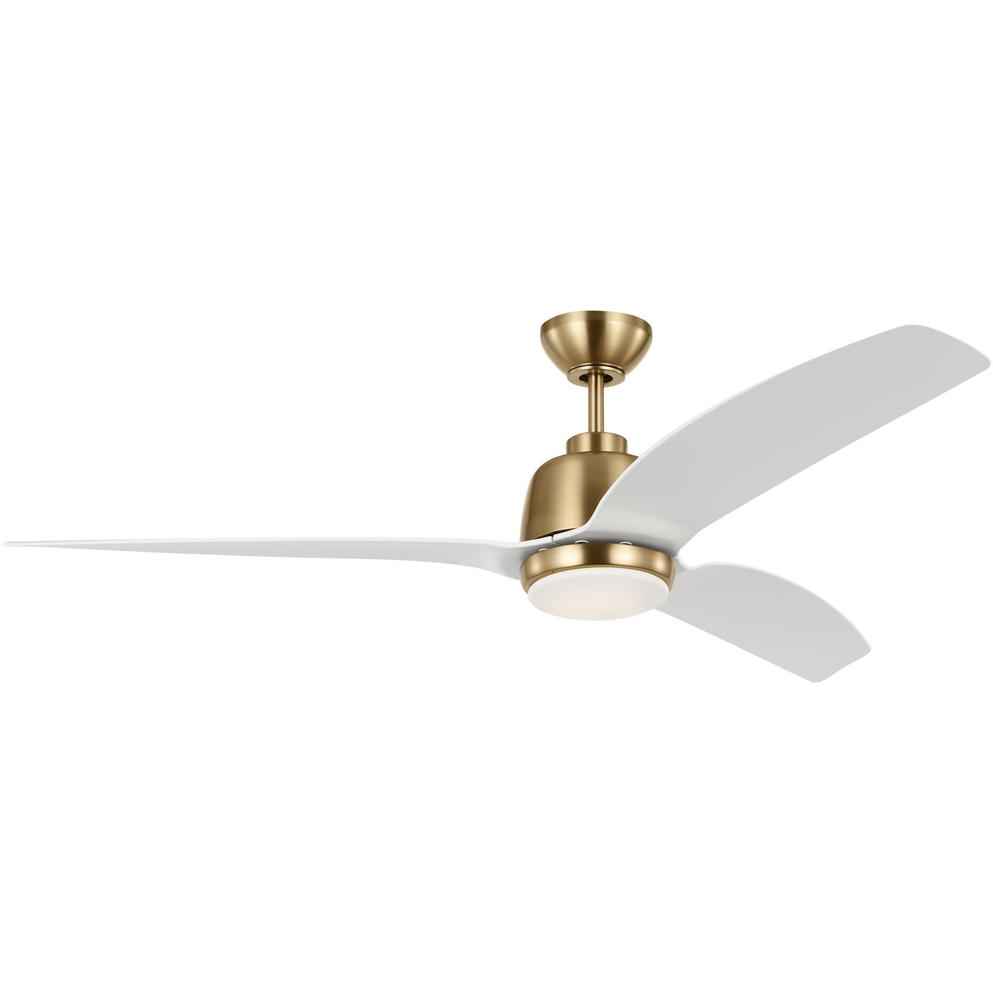 Avila 54" Satin Brass Ceiling Fan with Matte White Blades and LED Light
