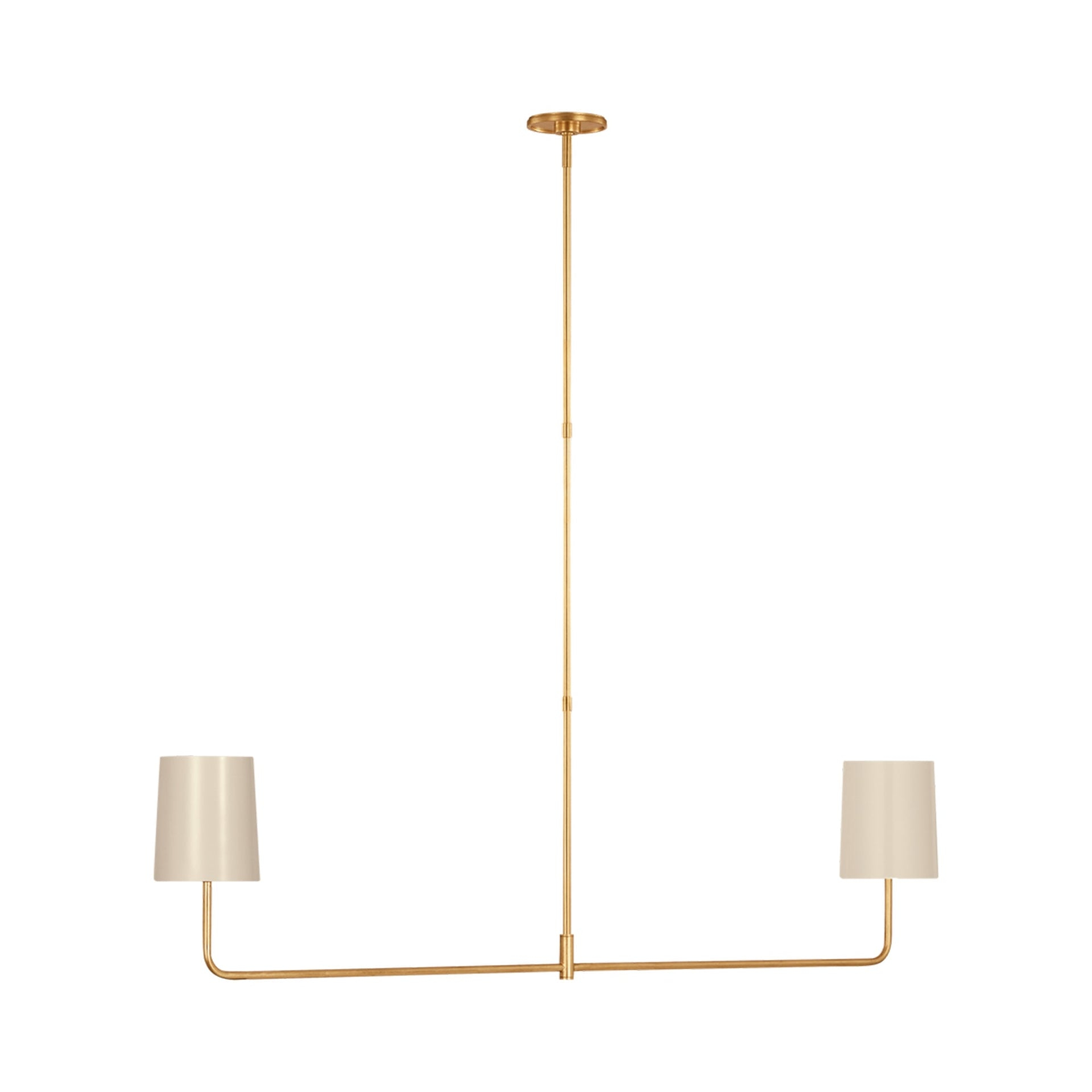 Ivory and Gold Linear Metal 2-Light Chandelier