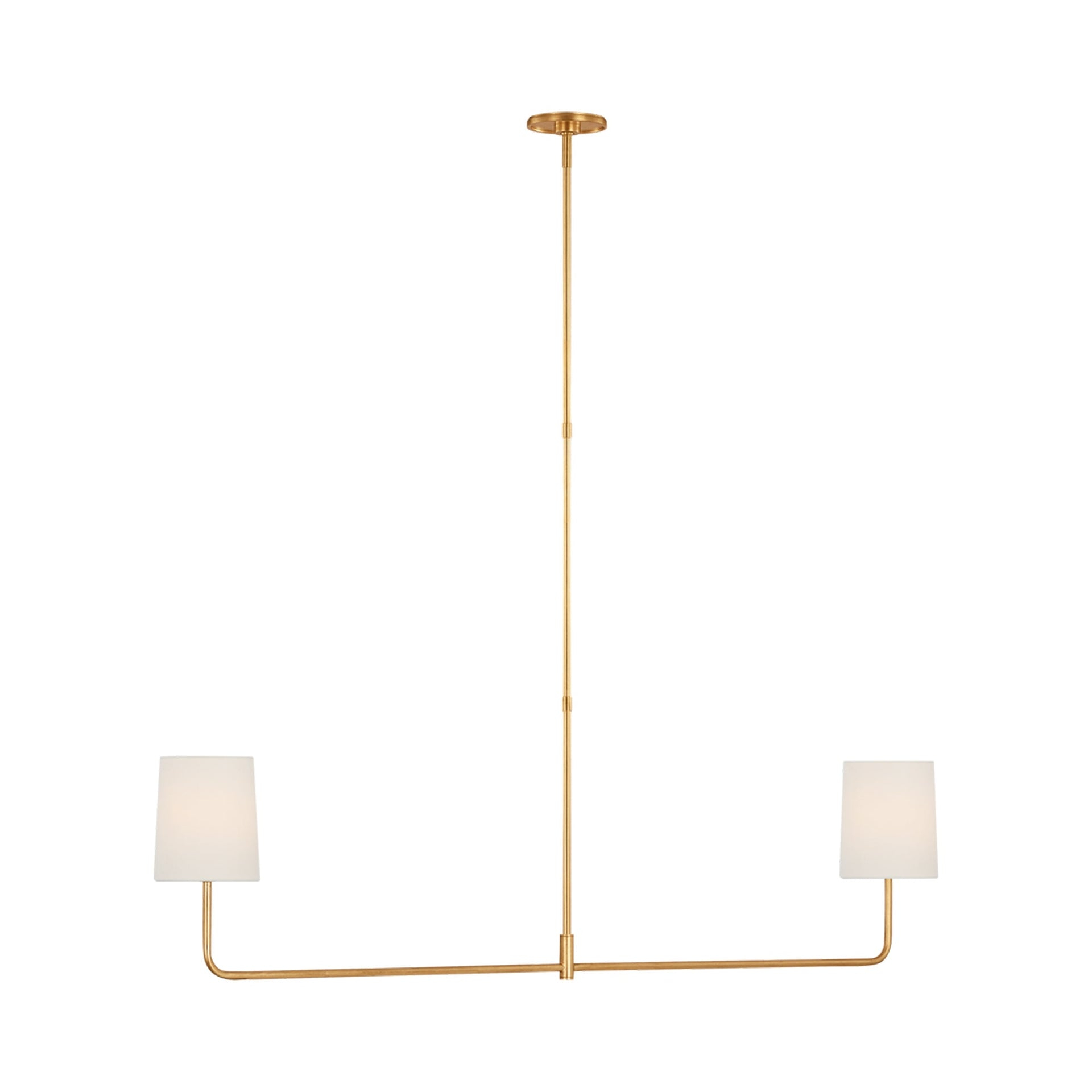 Gilded Gold 54" Linear Chandelier with White Shades