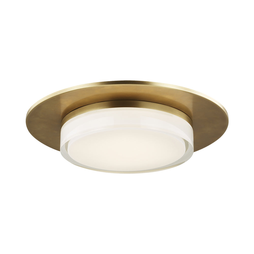 Sen Modern Natural Brass 17" LED Flush Mount with Pressed Glass