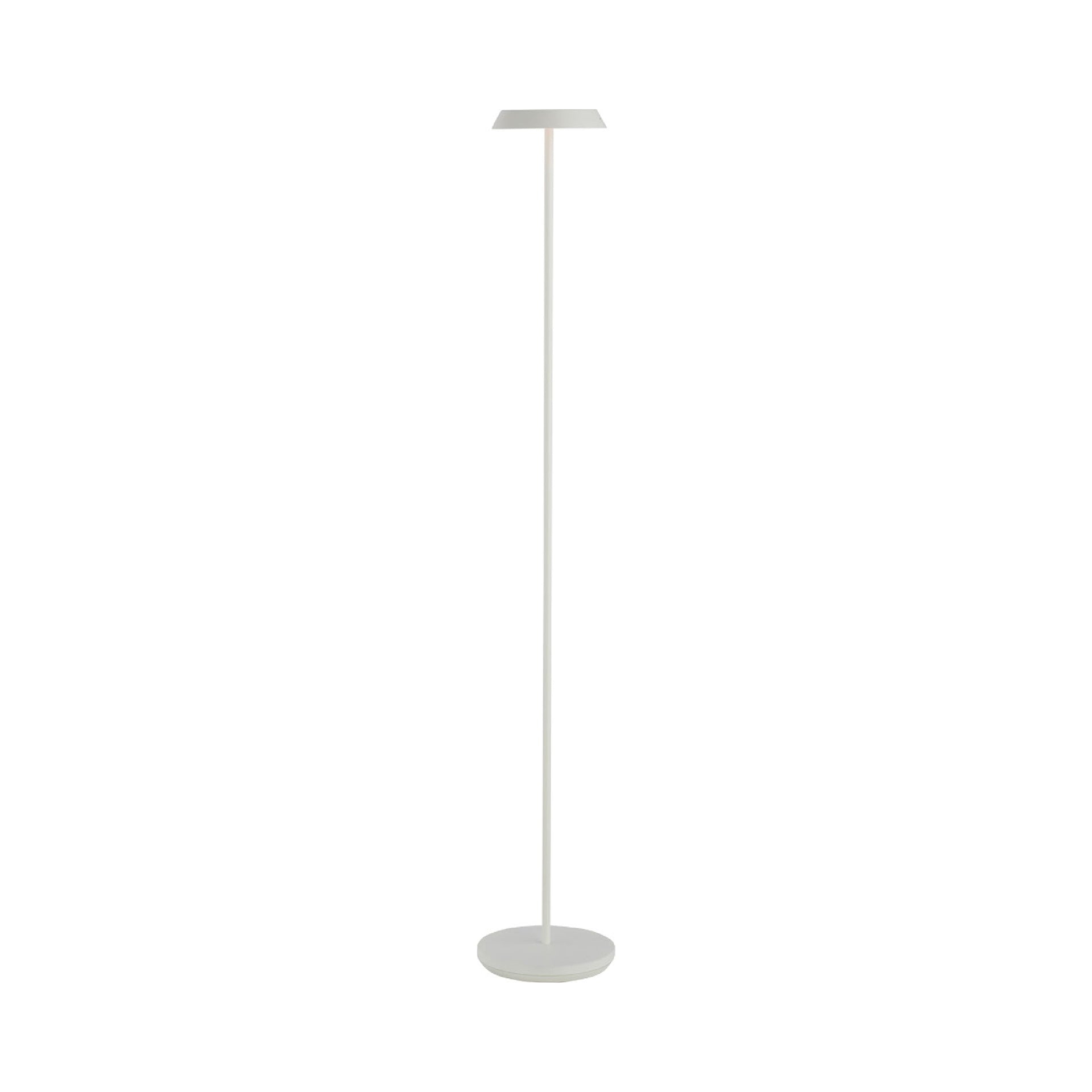 Matte White Outdoor Rechargeable LED Floor Lamp with Aluminum Shade