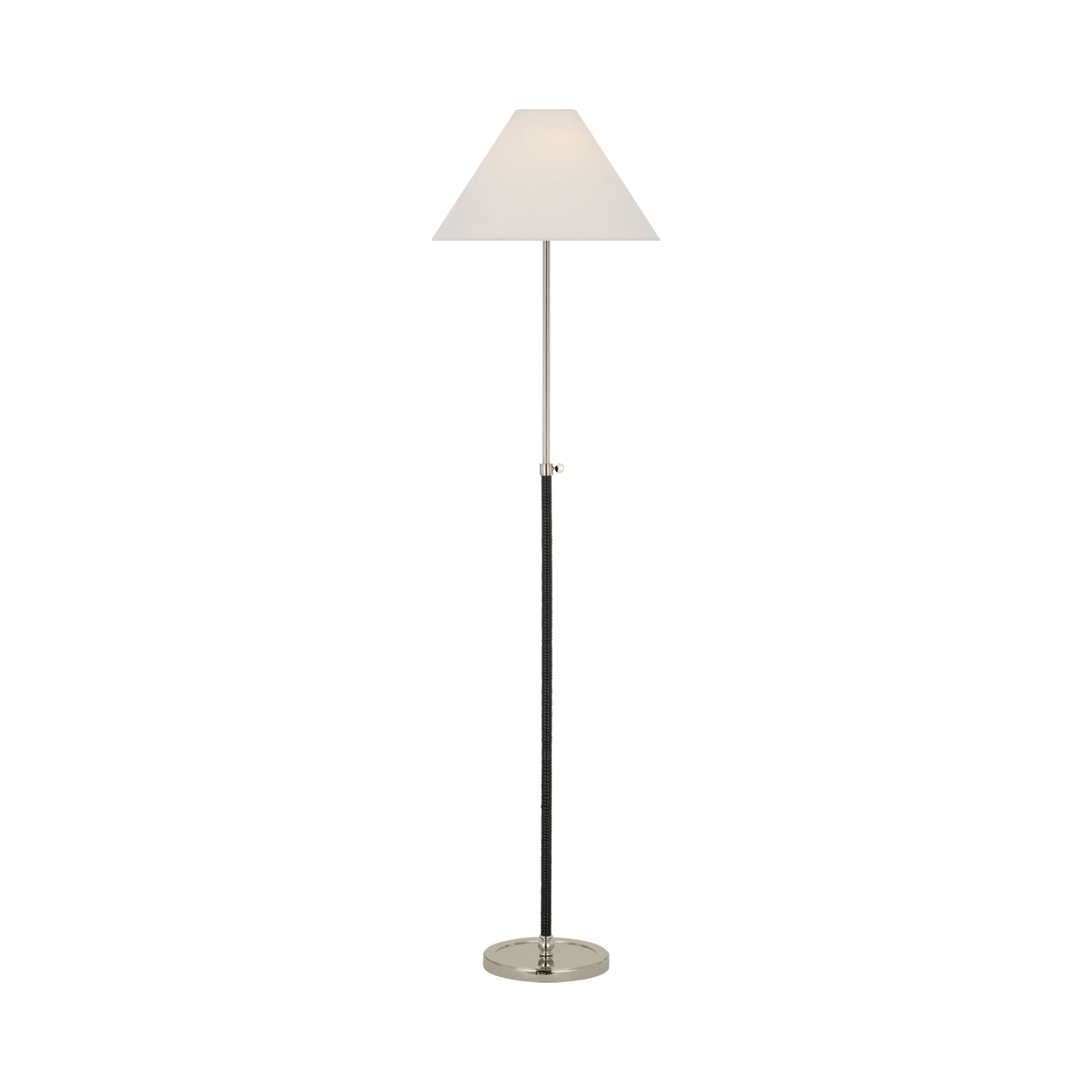 Adjustable Polished Nickel and Black Rattan Floor Lamp