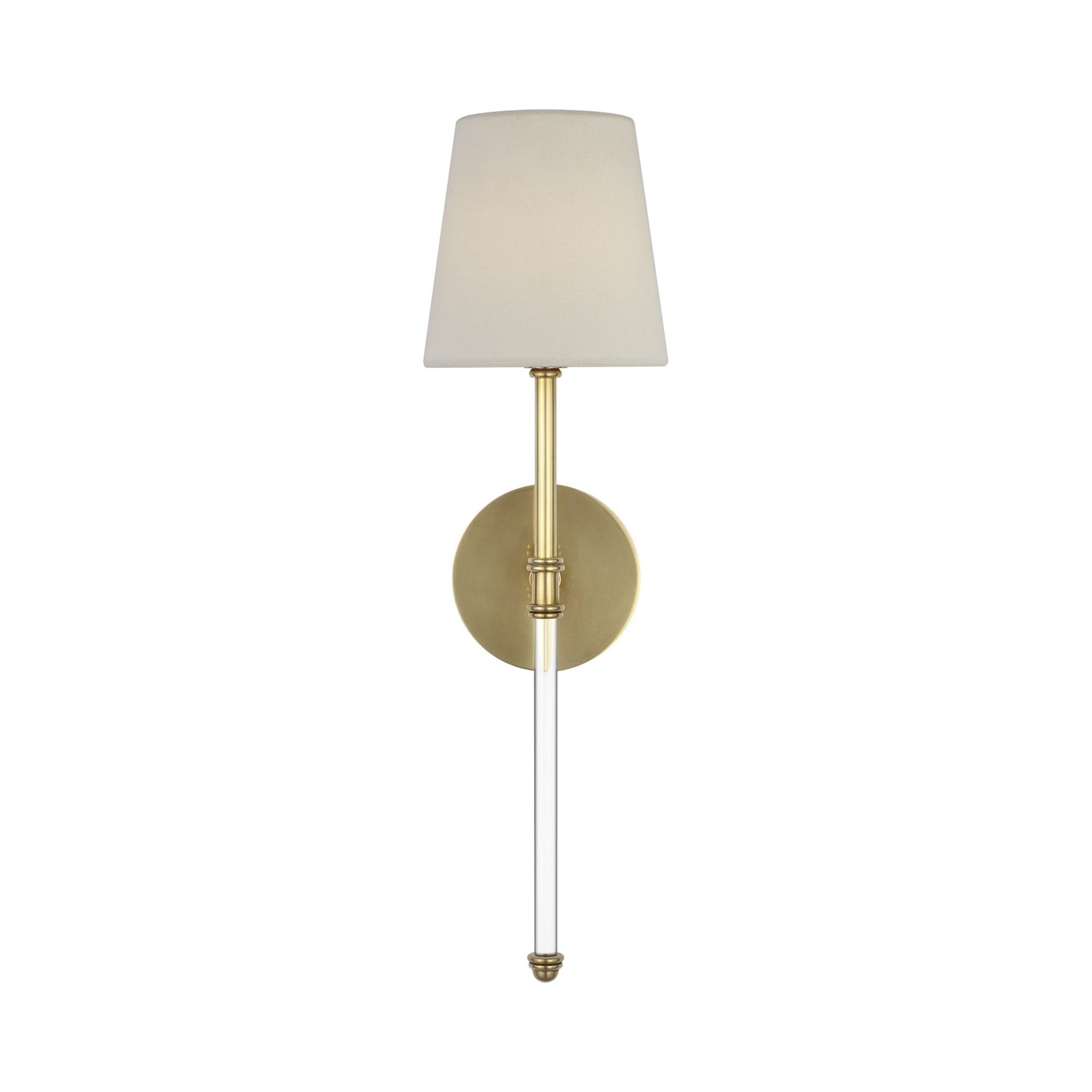 Exquisite Brass and Crystal 19" Direct Wired Sconce with Paper Shade