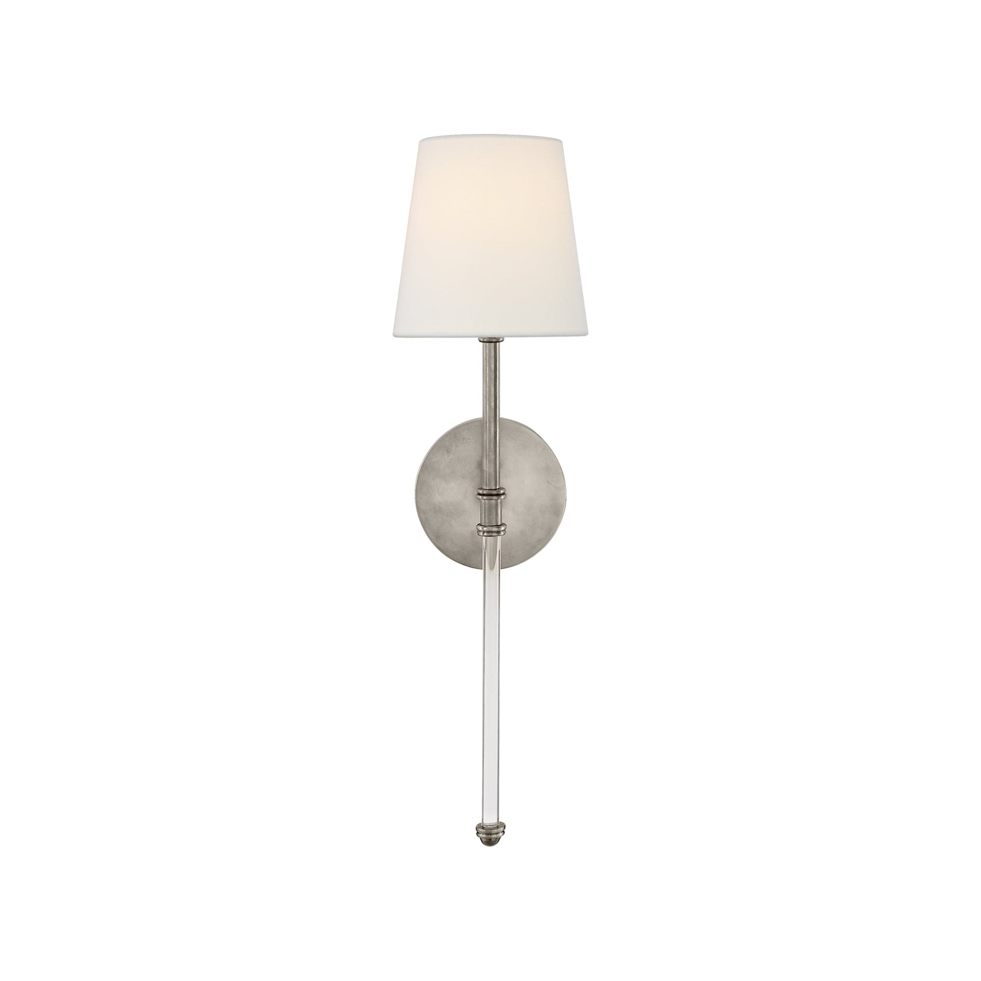 Exquisite Brass and Crystal 19" Direct Wired Sconce with Paper Shade