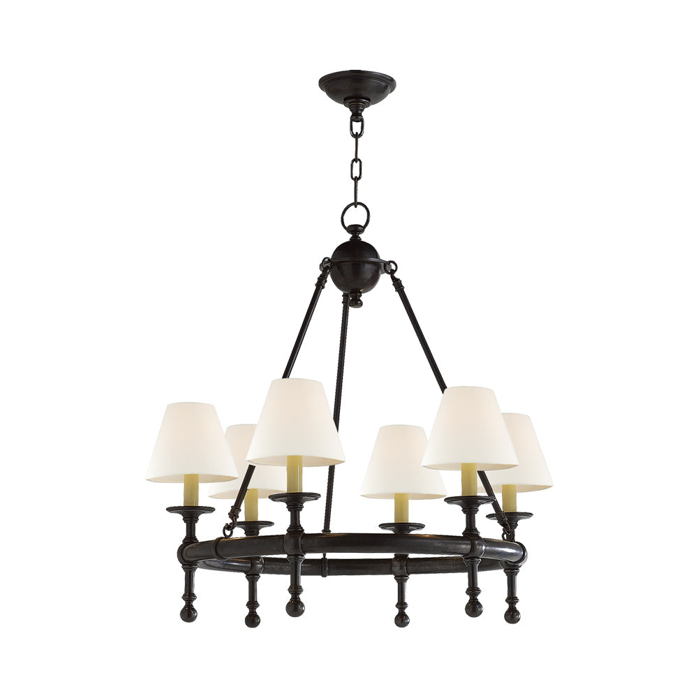 Bronze 6-Light Mini Chandelier with Fabric Shades