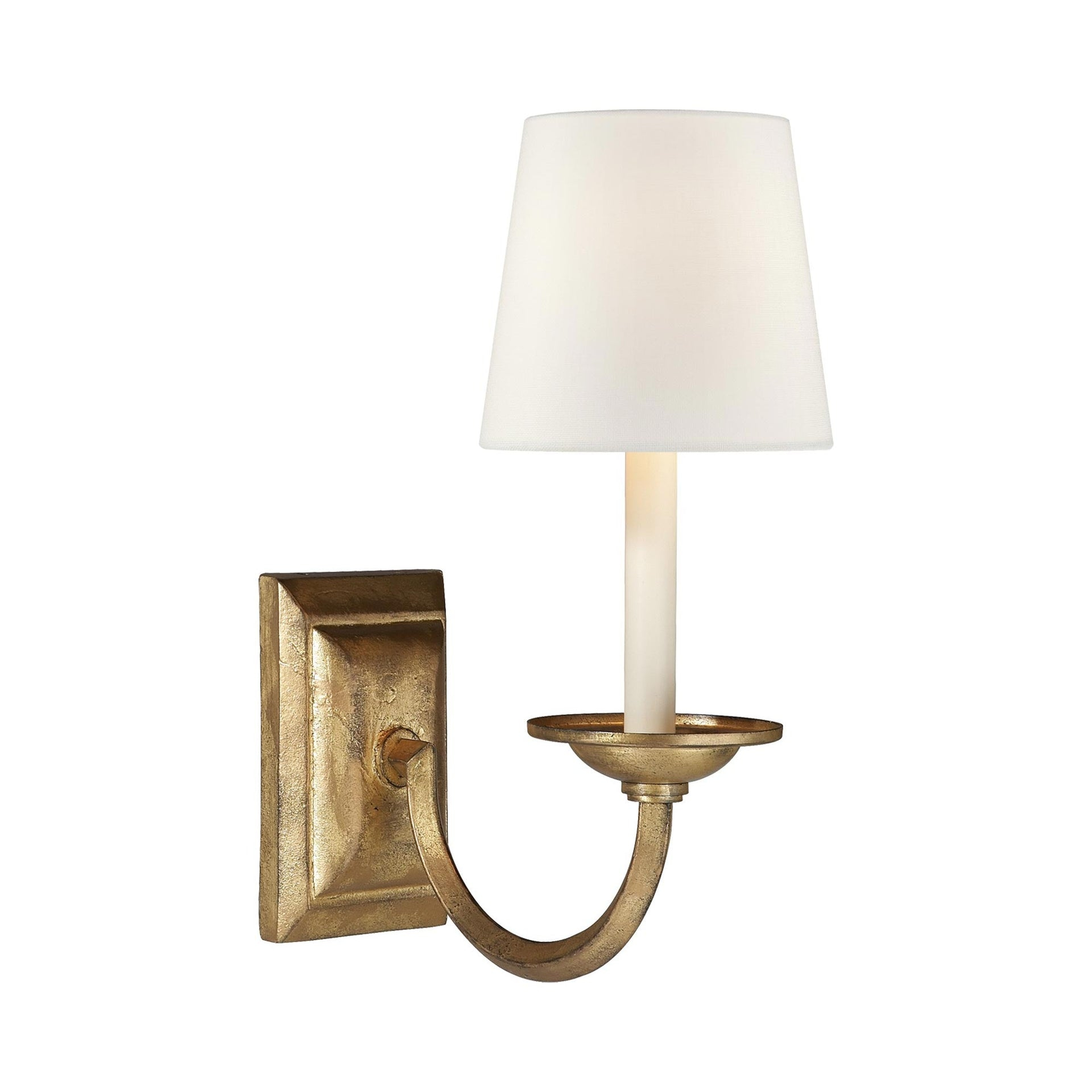 Gilded Iron and Fabric Shade 15" Wall Sconce