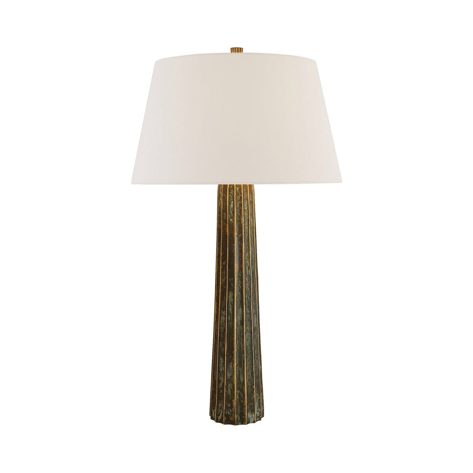 Edison Bronze Outdoor Fluted Table Lamp with Fabric Shade