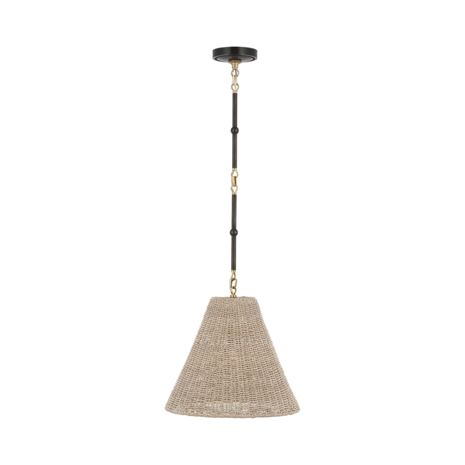 Small Bronze and Antique Brass Pendant Light with Ash Shade