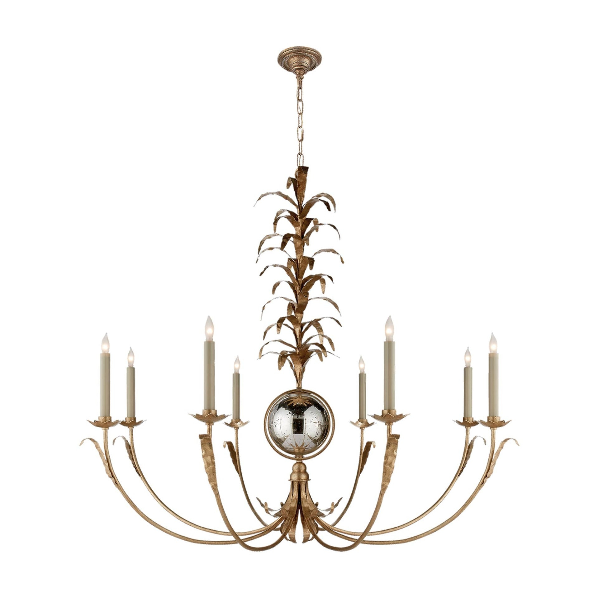 Gramercy Antique Mirror and Gilded Iron 8-Light Chandelier