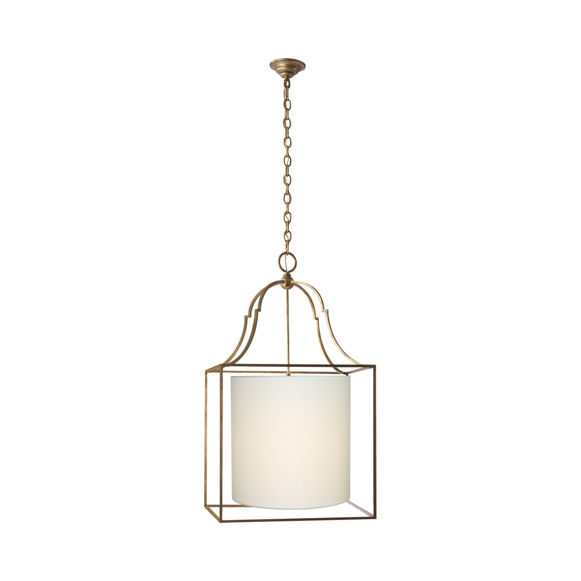 Gustavian Gilded Iron 3-Light Chandelier with Fabric Shade