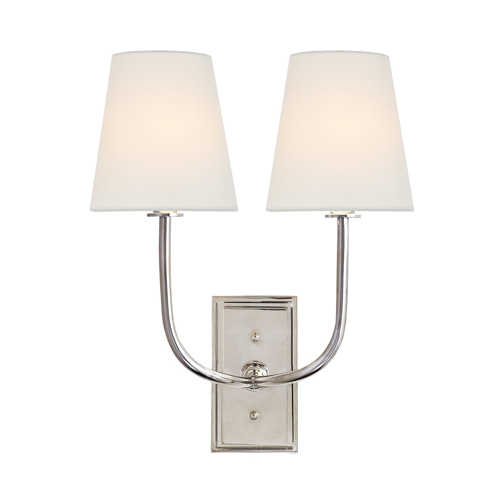 Polished Nickel Double Arm Fabric Shade Sconce
