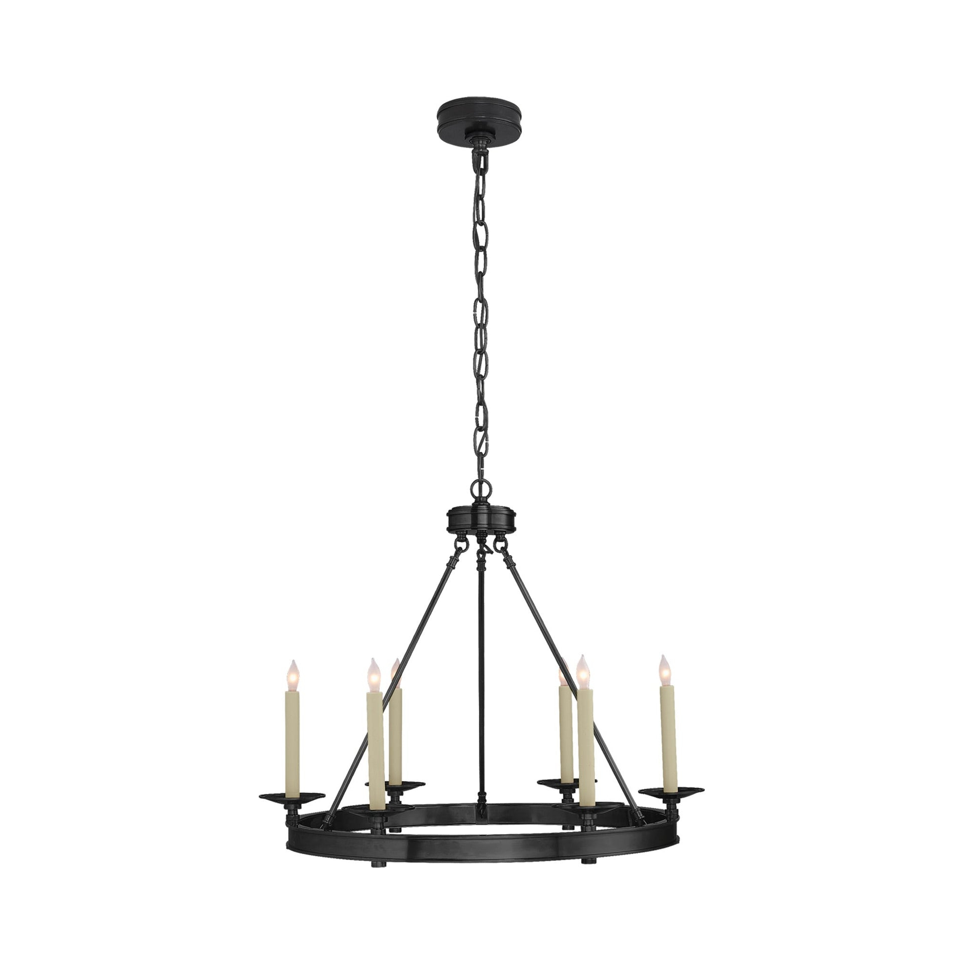 Regal Bronze Crystal Candle 6-Light Chandelier, 22" H x 27" W