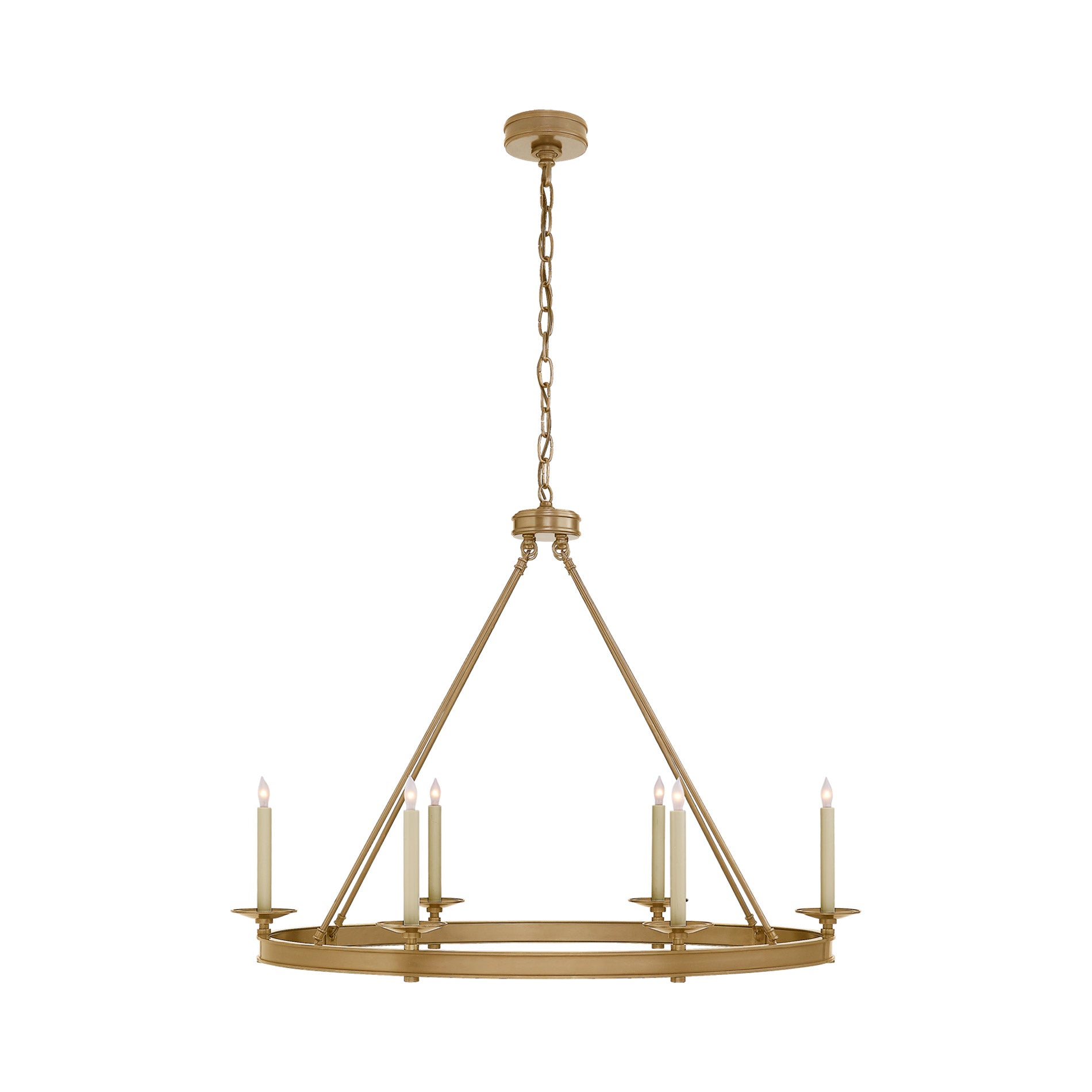 Antique-Burnished Brass and Crystal Large Oval Chandelier