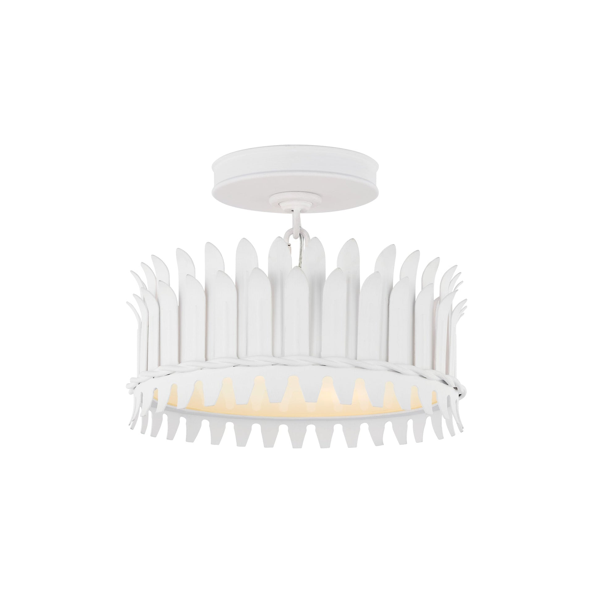 Plaster White 12" Glass Drum LED Semi-Flush Mount Light
