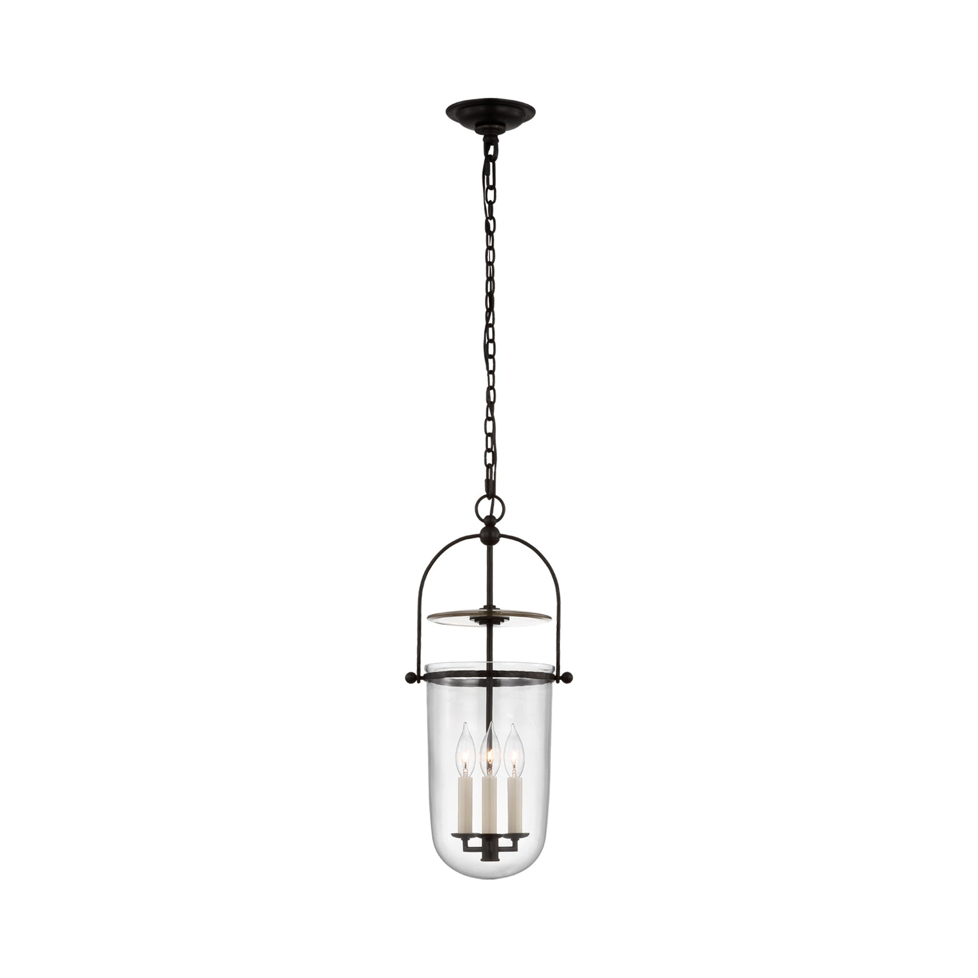Lorford Aged Iron and Clear Glass 3-Light Pendant
