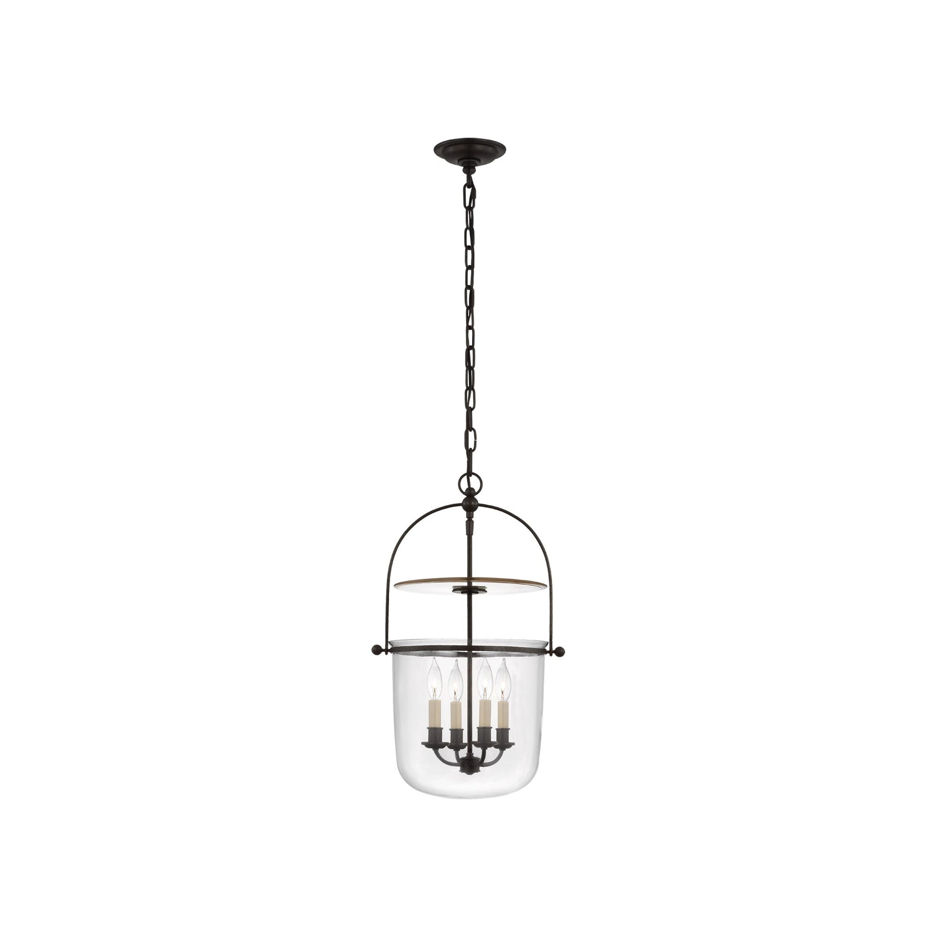 Lorford Aged Iron 24" Glass 4-Light Chandelier