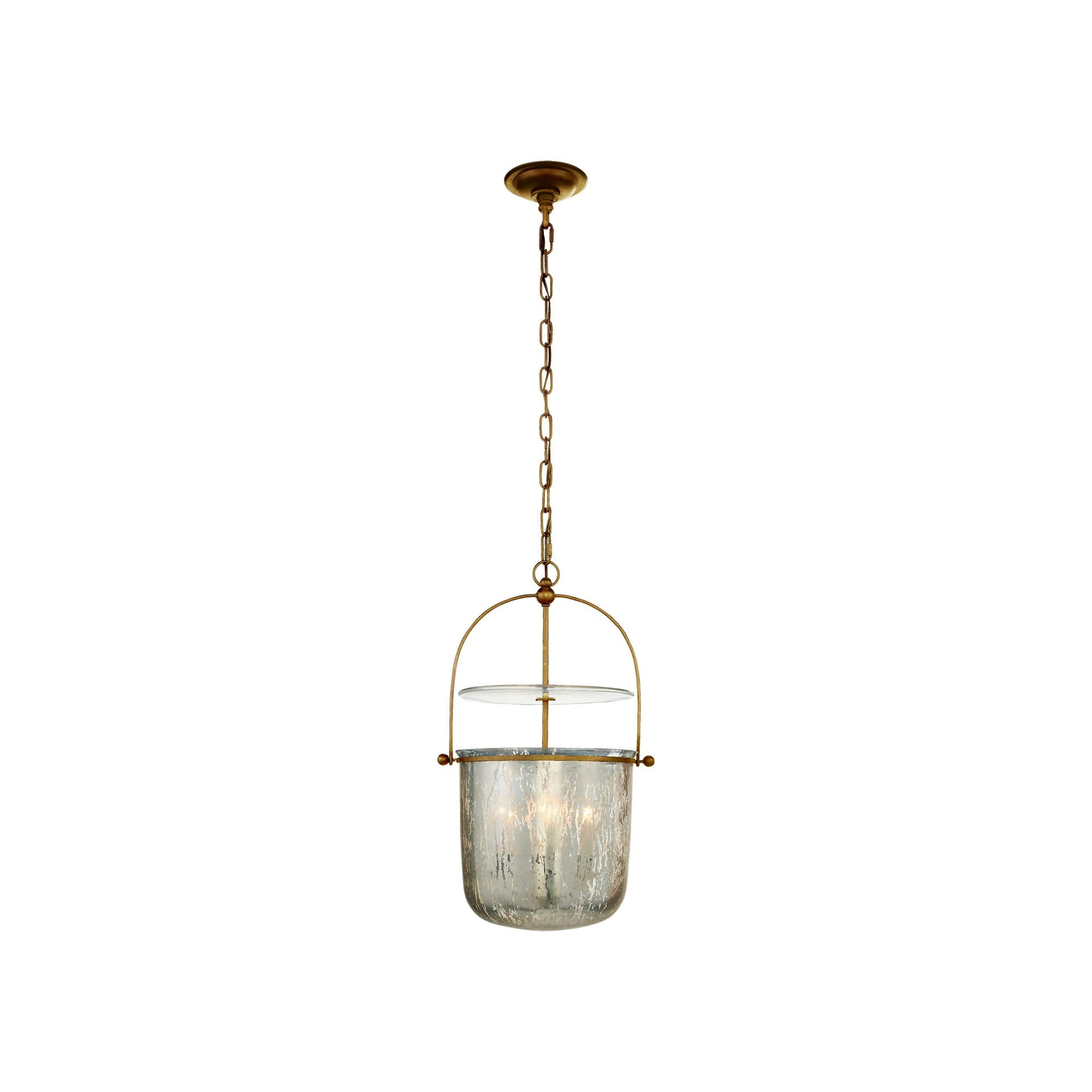 Gilded Iron Elegance 23.75" Mercury Glass Bowl Chandelier