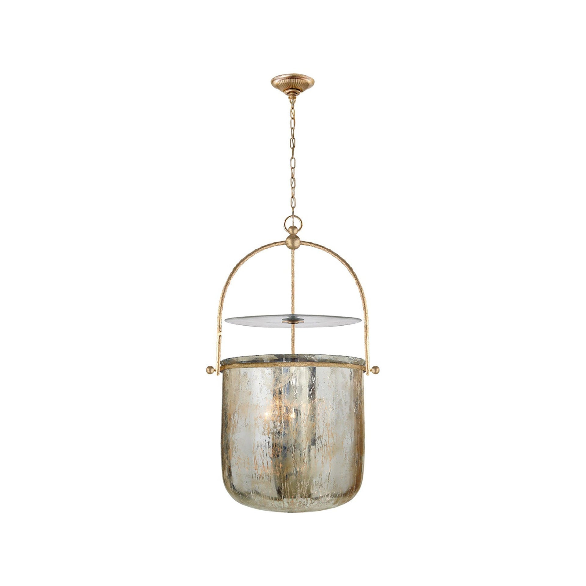 Lorford Golded Iron and Mercury Glass Chandelier