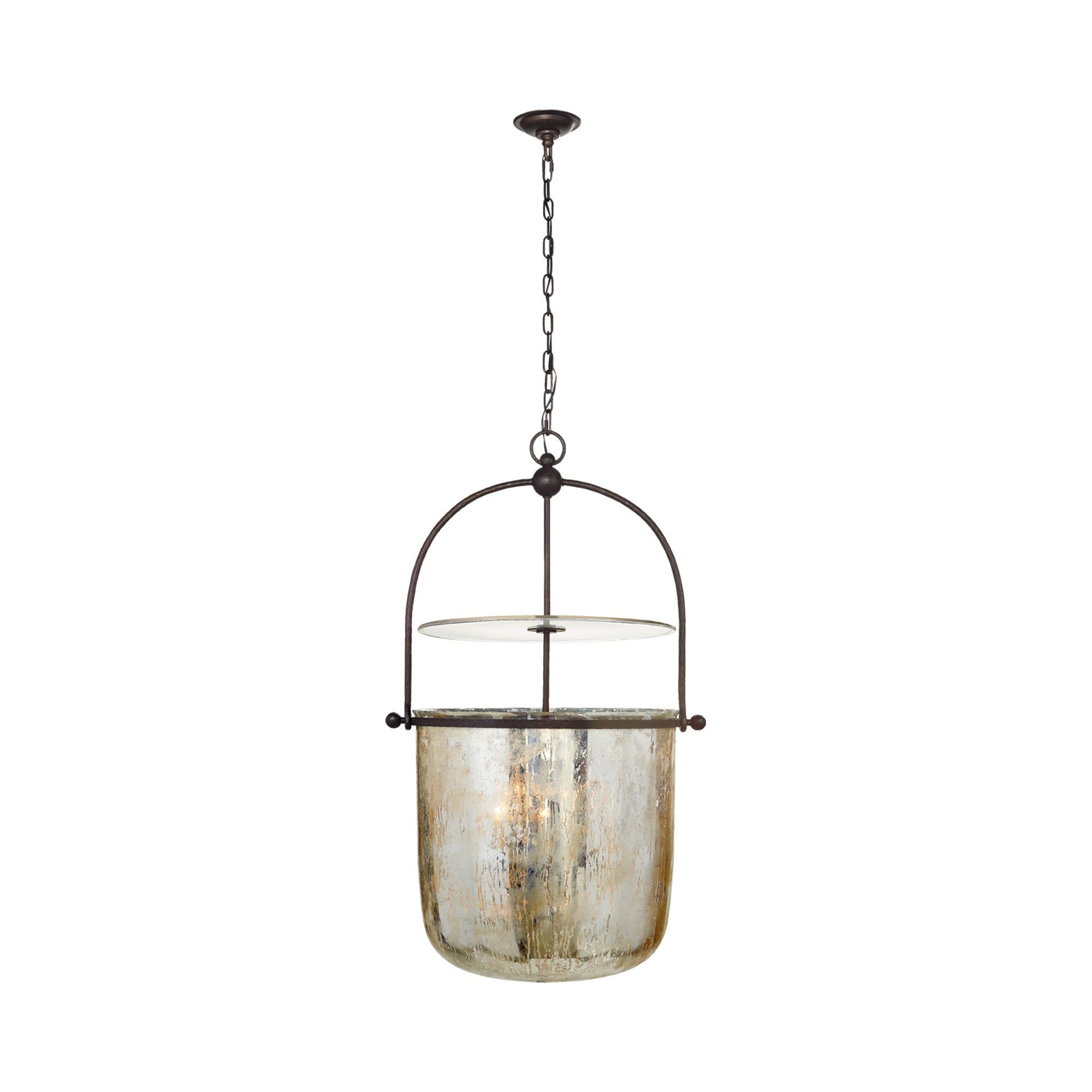 Lorford Aged Iron 42.5" Chandelier with Mercury Glass Shades