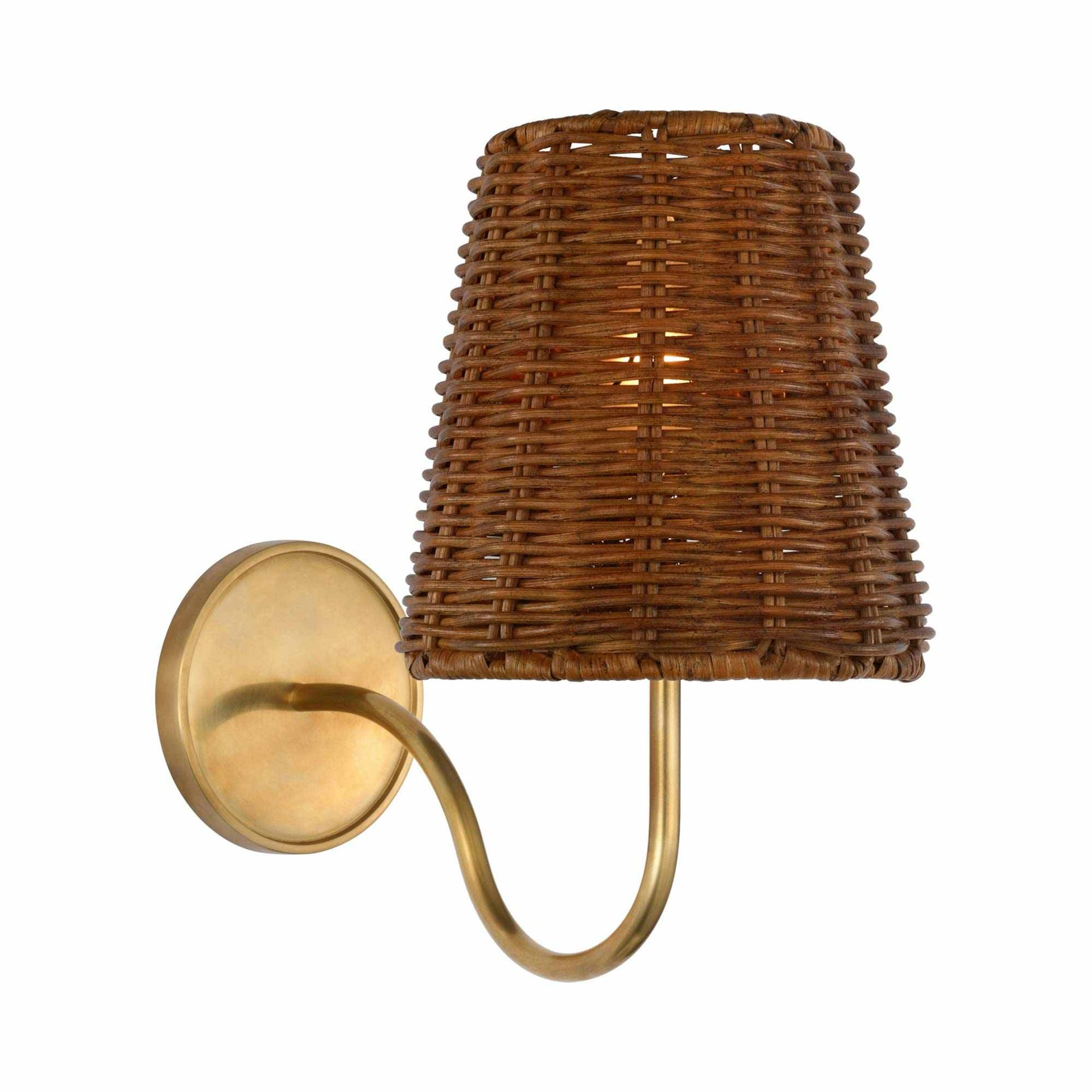 Lyndsie Sconce by Amber Lewis - Antique Brass and Dark Wicker