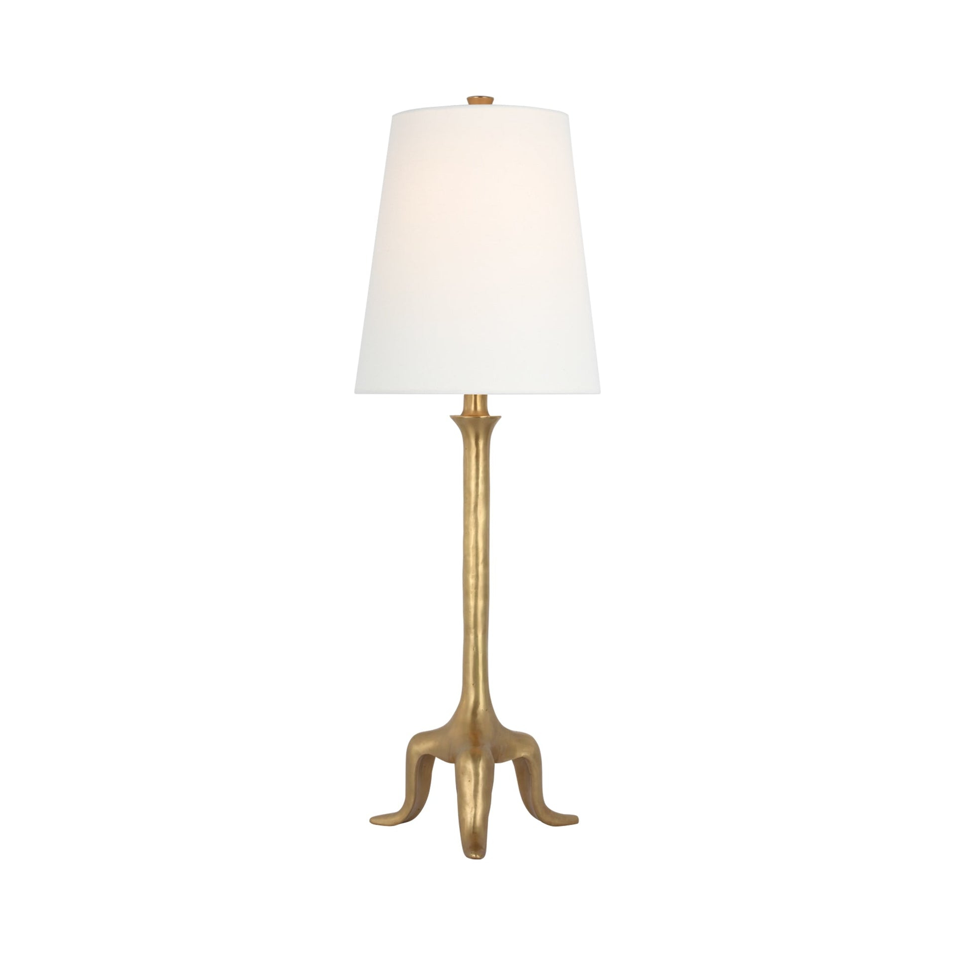 Hand-Rubbed Antique Brass Tripod Table Lamp with Linen Shade
