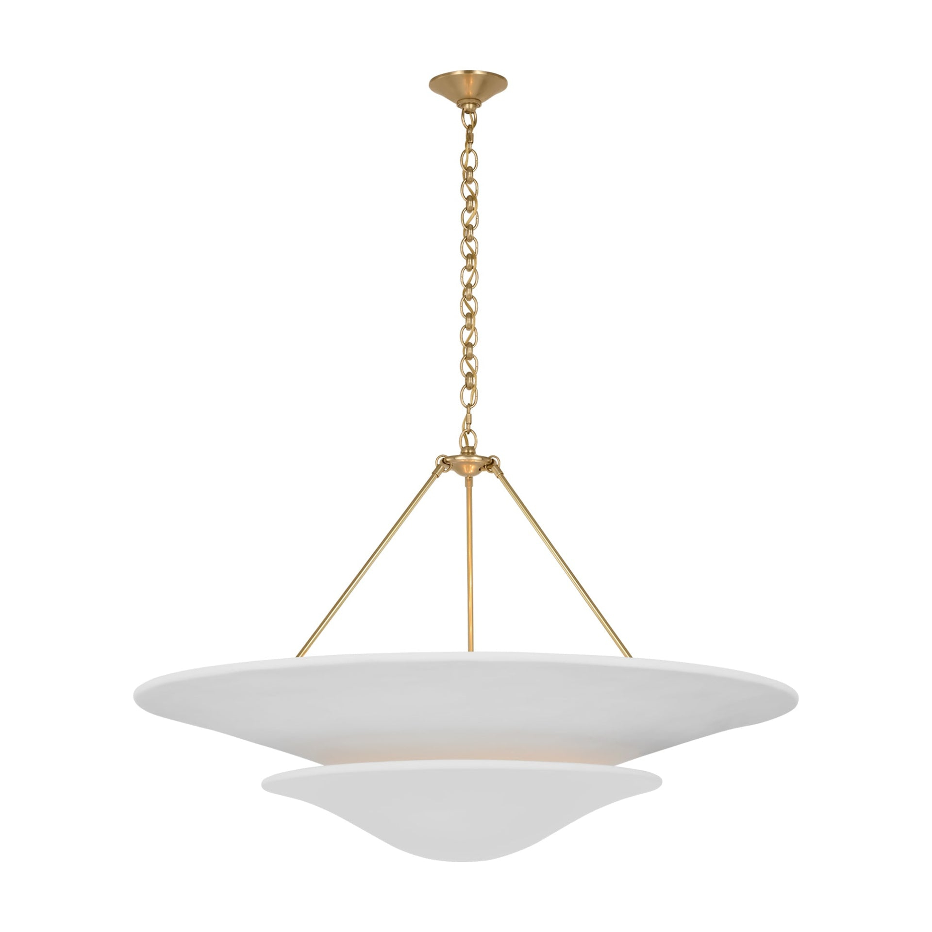 Mollino 40" Antique Brass Chandelier with Plaster White Shade